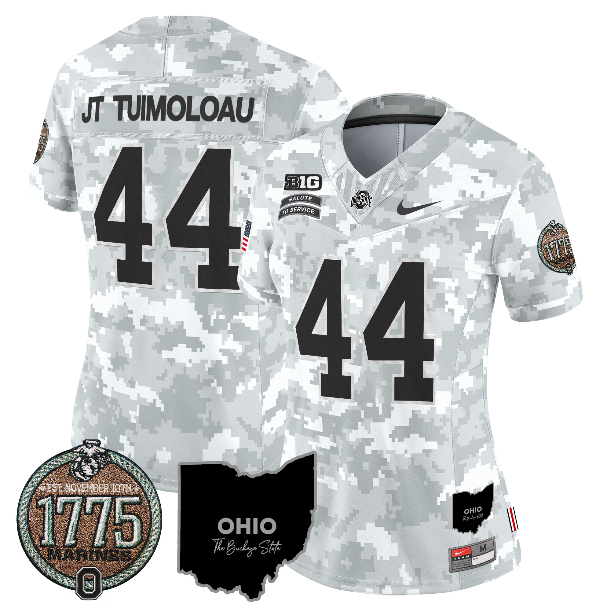 Women's Buckeyes 2024 Salute to Service Establishment Year Patch Vapor Limited Jersey - All Stitched