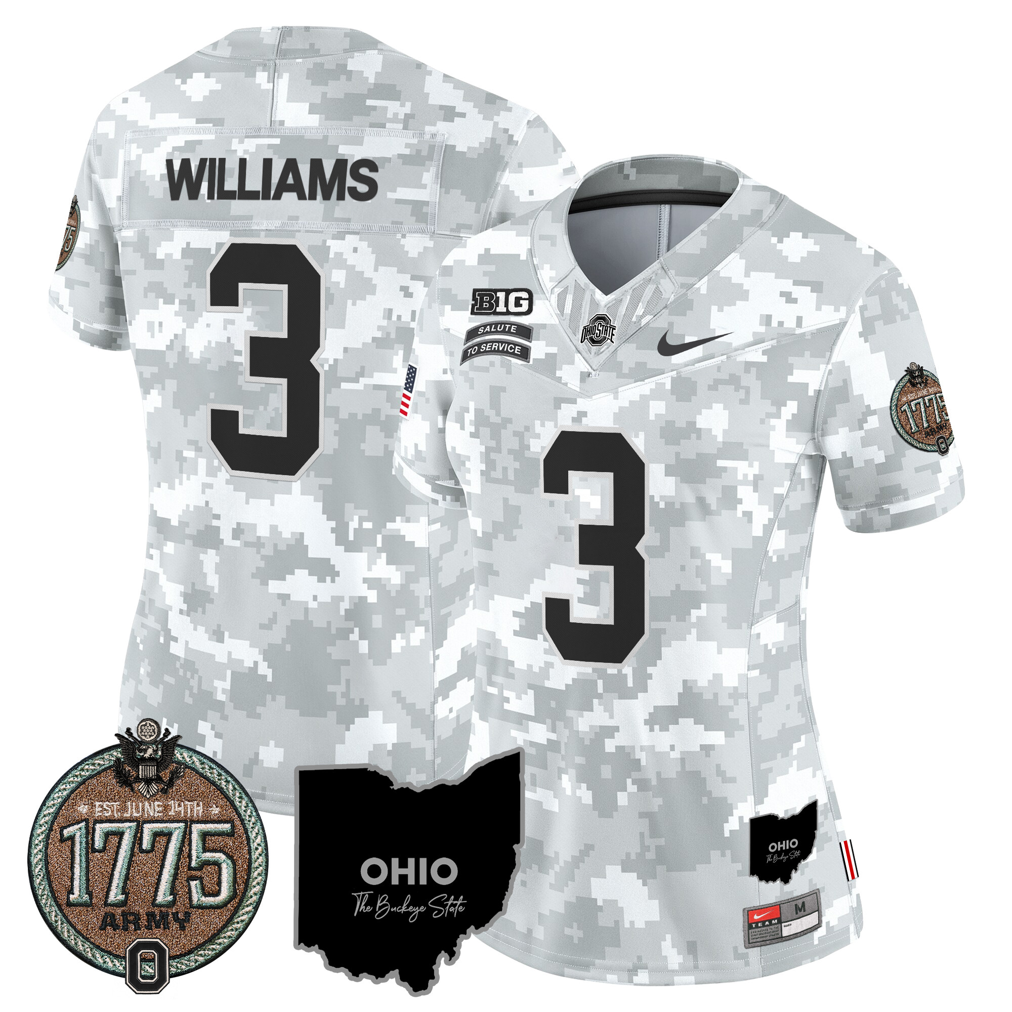 Women's Buckeyes 2024 Salute to Service Establishment Year Patch Vapor Limited Jersey - All Stitched