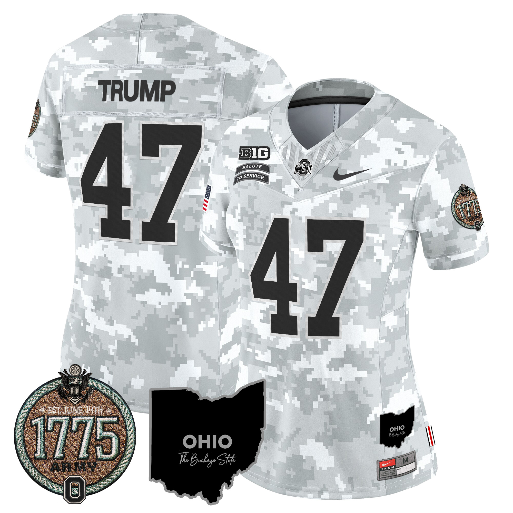 Women's Buckeyes 2024 Salute to Service Establishment Year Patch Vapor Limited Jersey - All Stitched