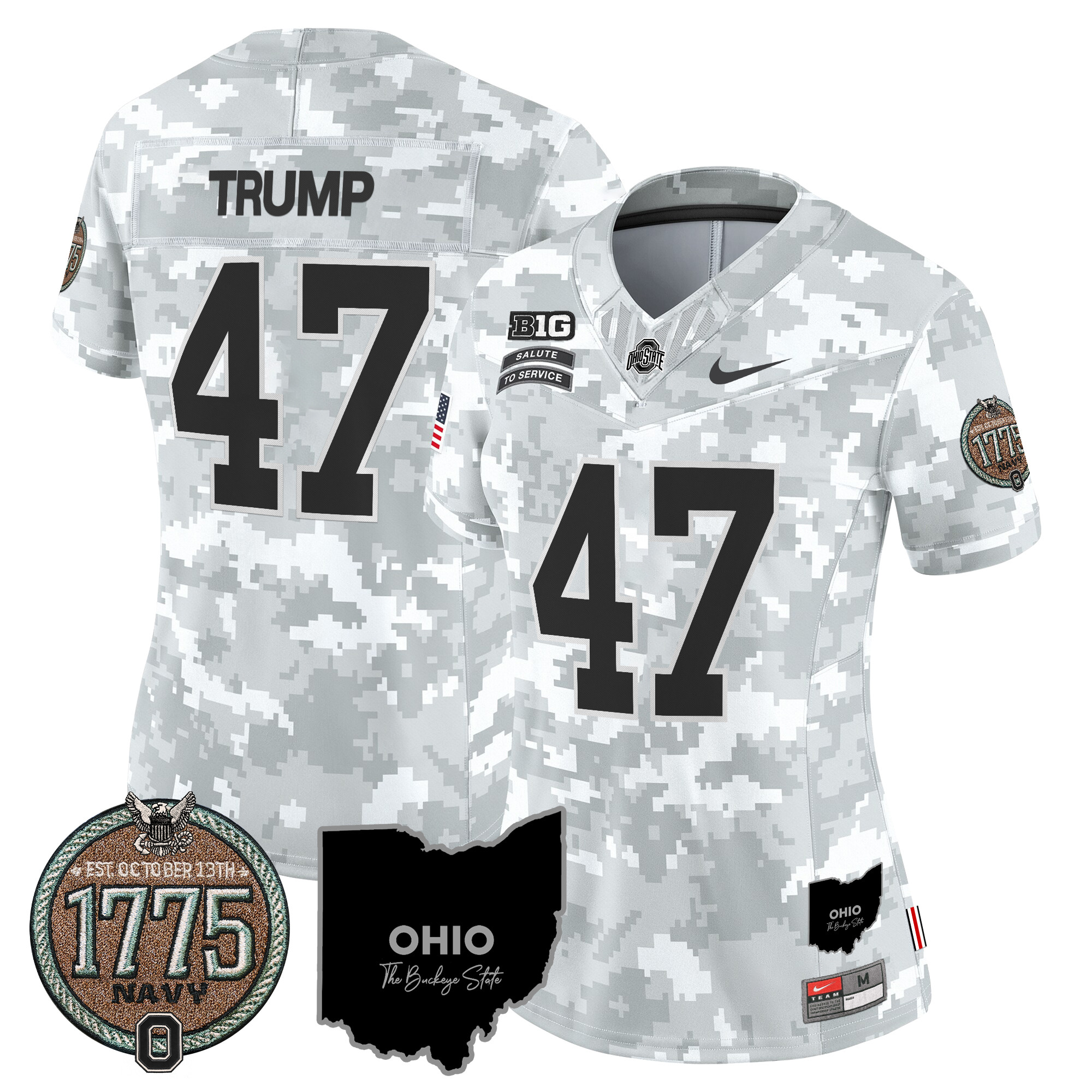 Women's Buckeyes 2024 Salute to Service Establishment Year Patch Vapor Limited Jersey - All Stitched