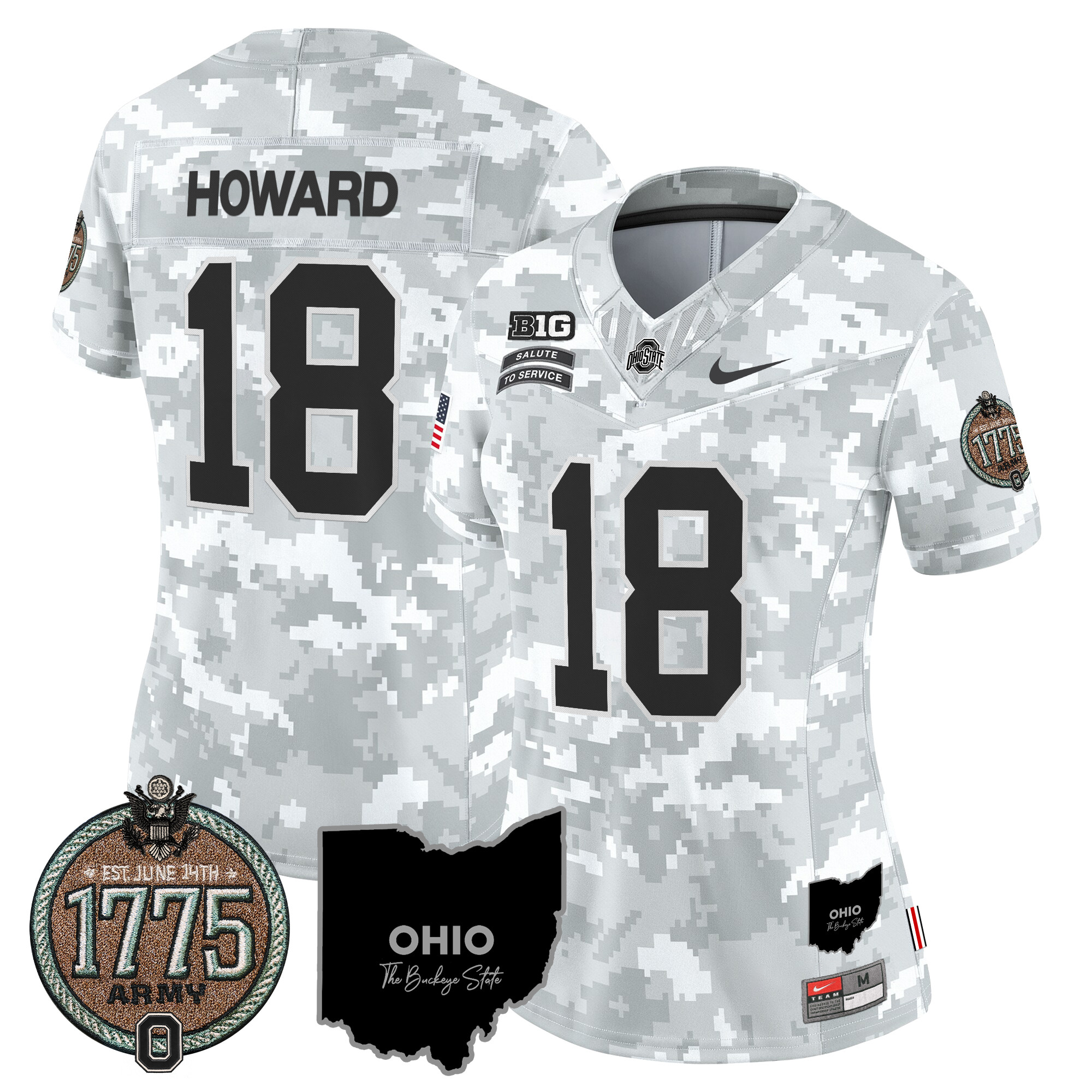 Women's Buckeyes 2024 Salute to Service Establishment Year Patch Vapor Limited Jersey - All Stitched