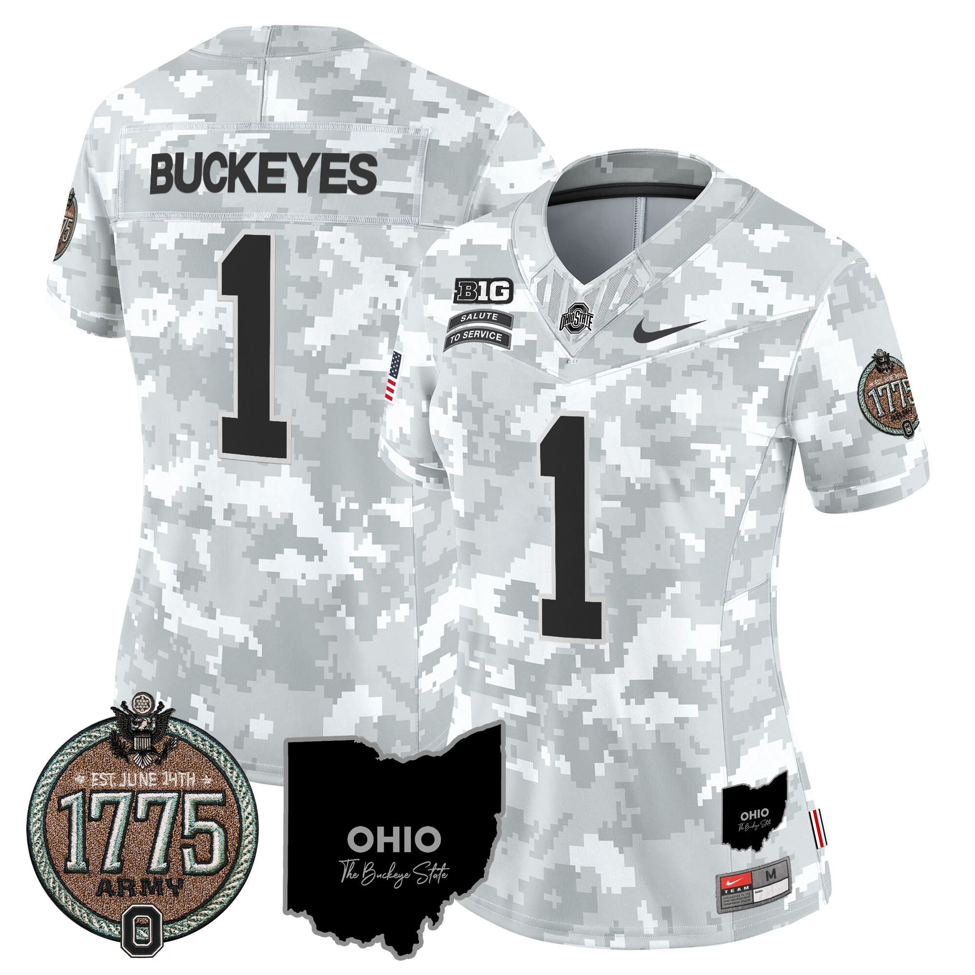 Women's Buckeyes 2024 Salute to Service Establishment Year Patch Vapor Limited Jersey - All Stitched