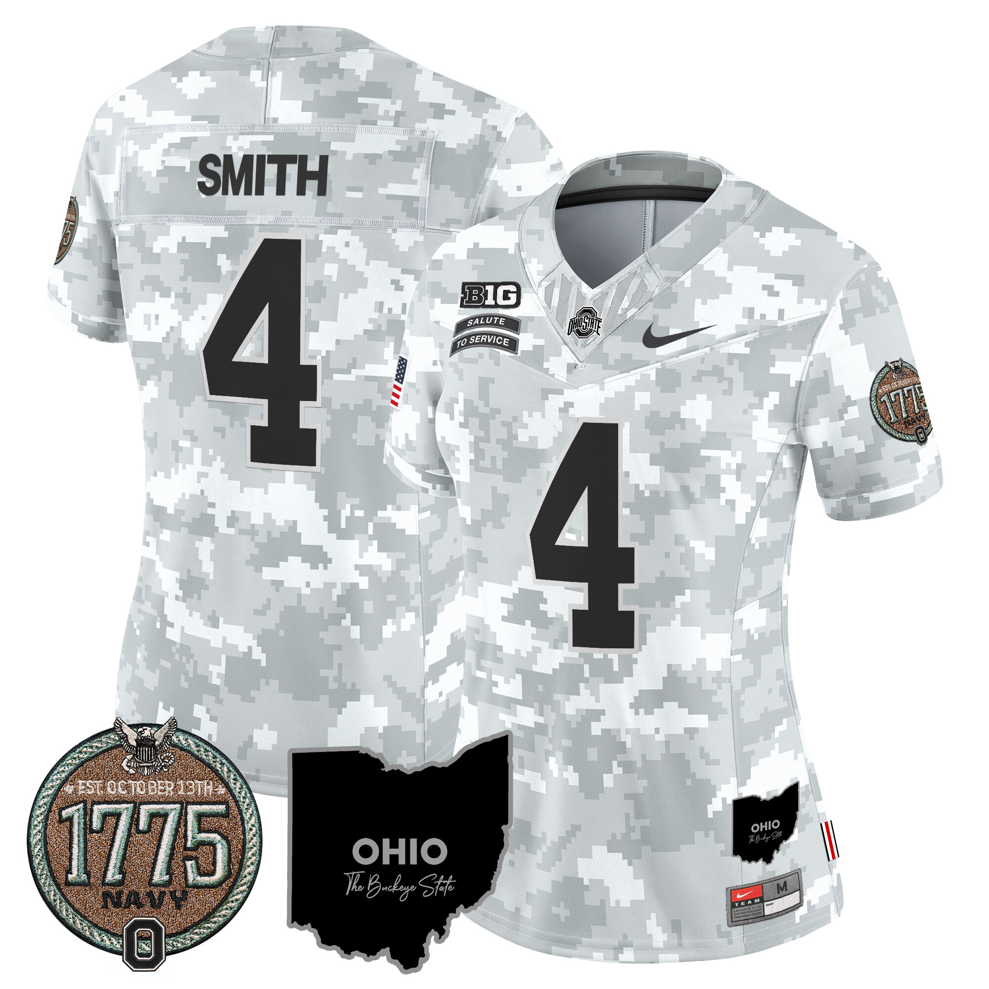 Women's Buckeyes 2024 Salute to Service Establishment Year Patch Vapor Limited Jersey - All Stitched