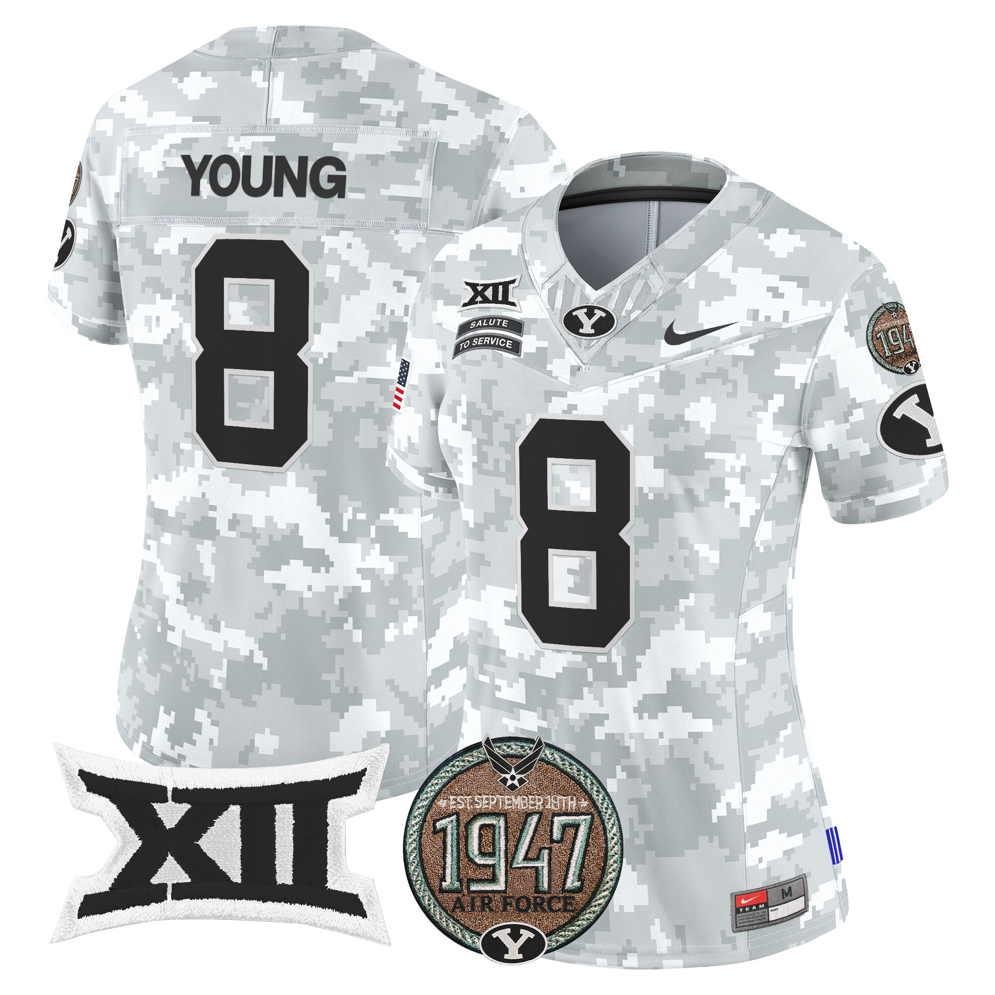 Women's BYU Cougars 2024 Salute to Service Establishment Year Patch Vapor Limited Jersey - All Stitched