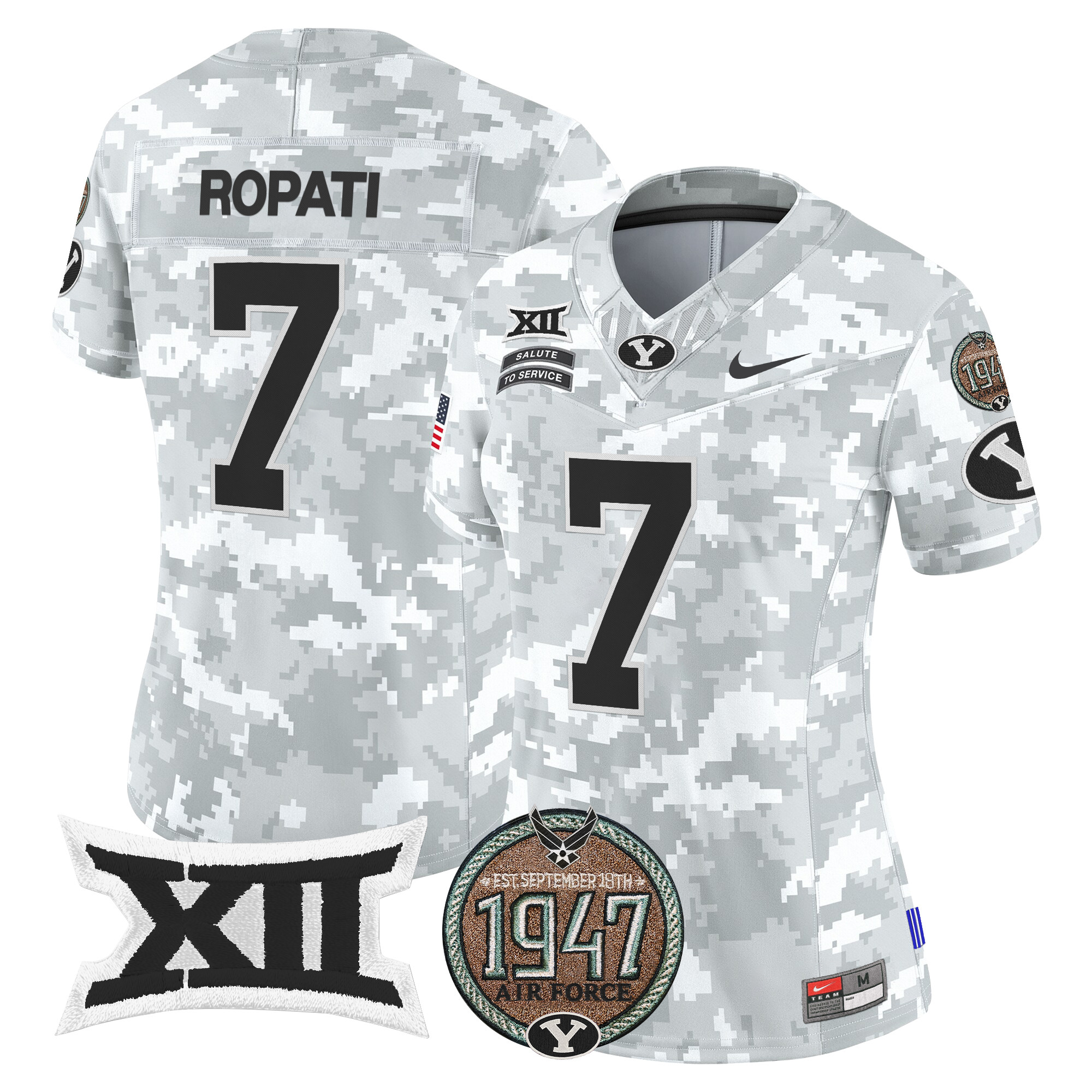 Women's BYU Cougars 2024 Salute to Service Establishment Year Patch Vapor Limited Jersey - All Stitched