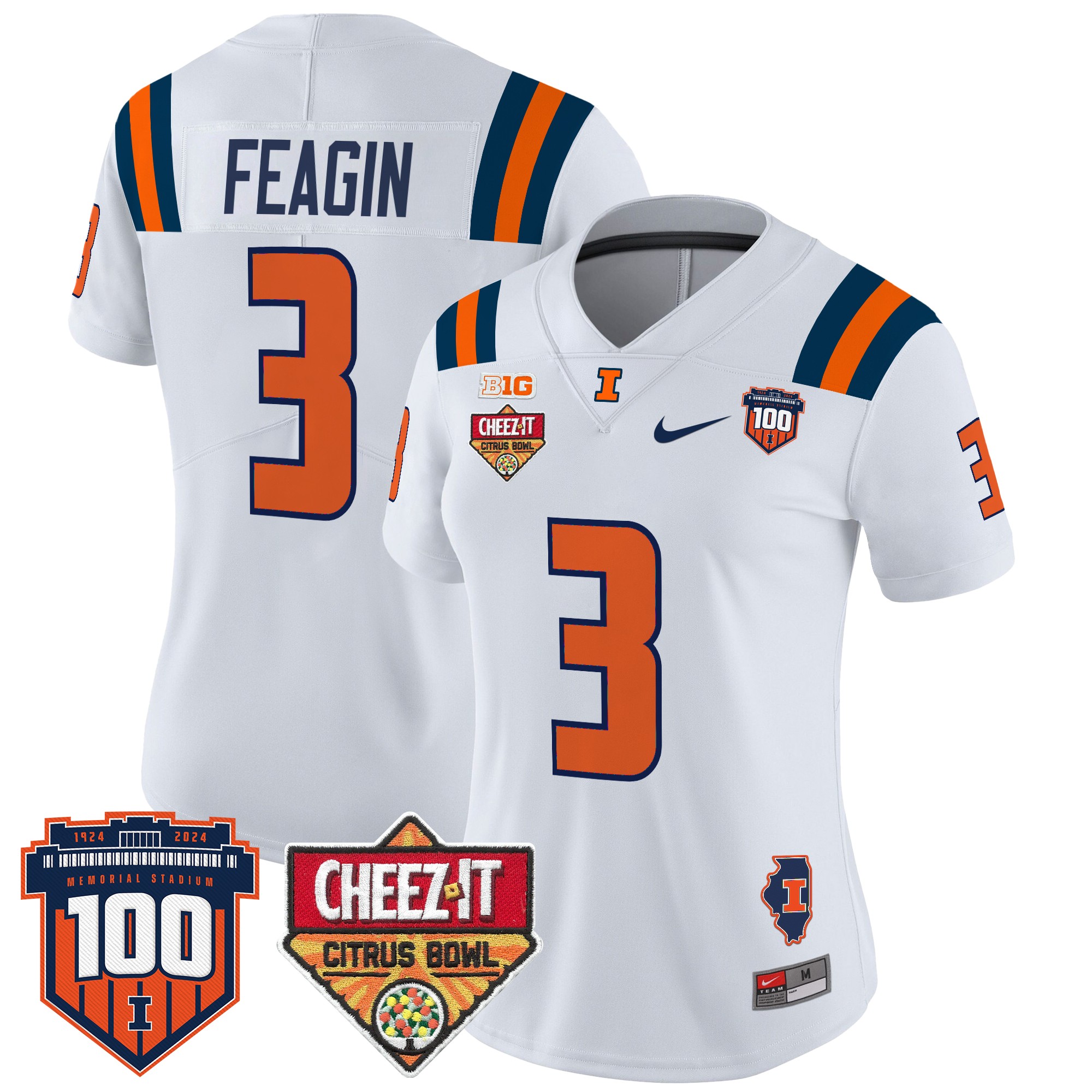 Women's Illinois Fighting Illini 2025 Cheez-It Citrus Bowl Patch Vapor Limited Jersey - All Stitched