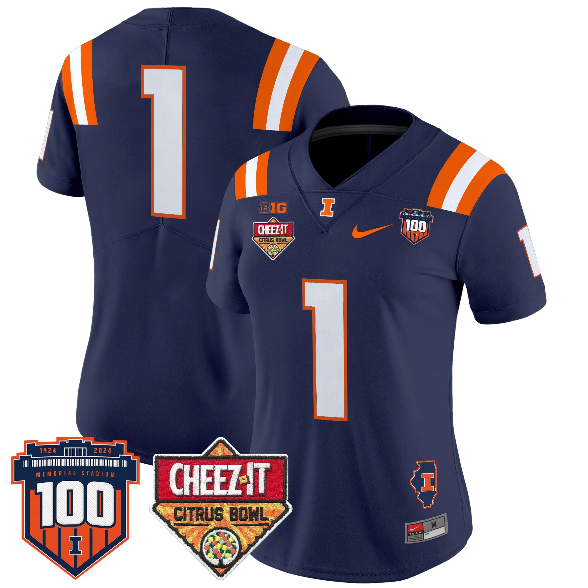 Women's Illinois Fighting Illini 2025 Cheez-It Citrus Bowl Patch Vapor Limited Jersey - All Stitched