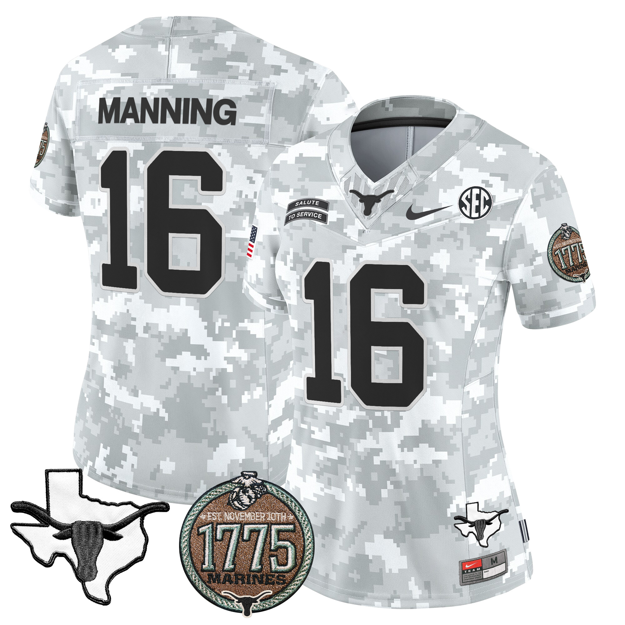Women's Longhorns 2024 Salute to Service Establishment Year Patch Vapor Limited Jersey - All Stitched