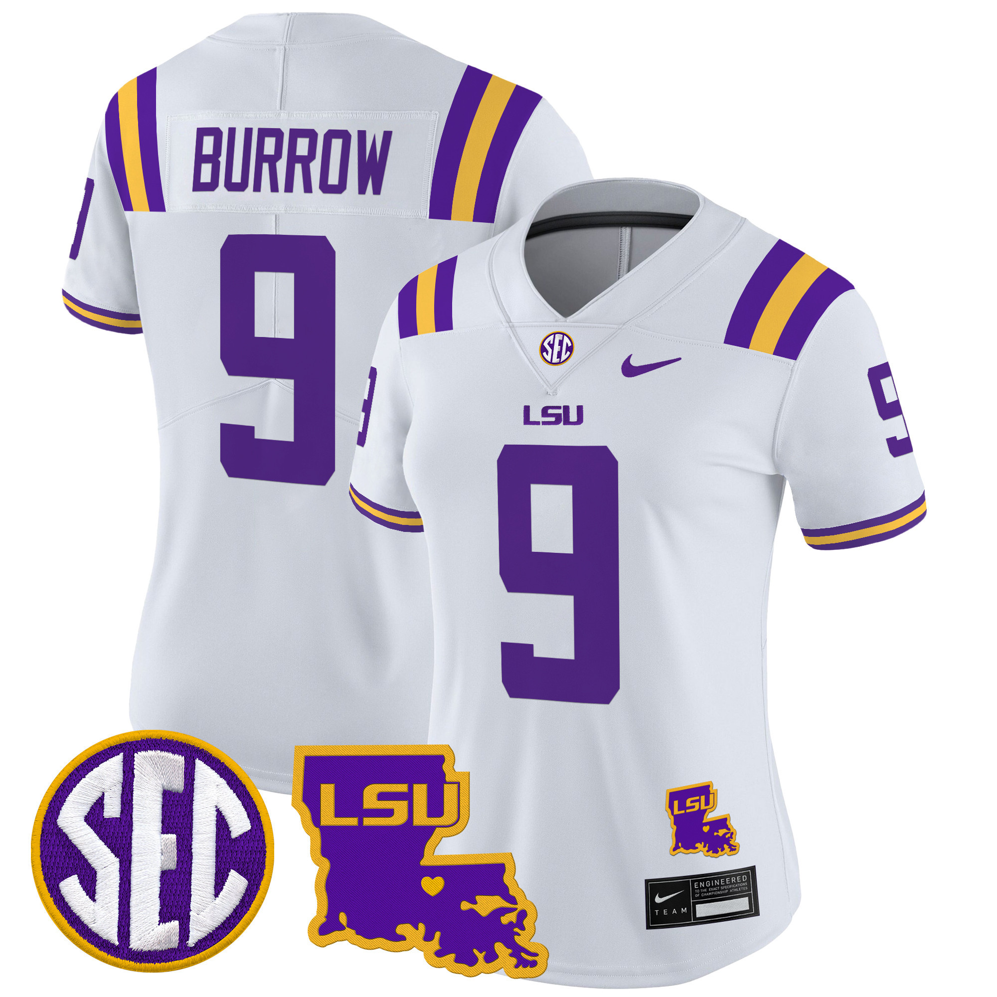 Women's LSU Tigers 2024 Louisiana Patch Vapor Limited Jersey - All Stitched