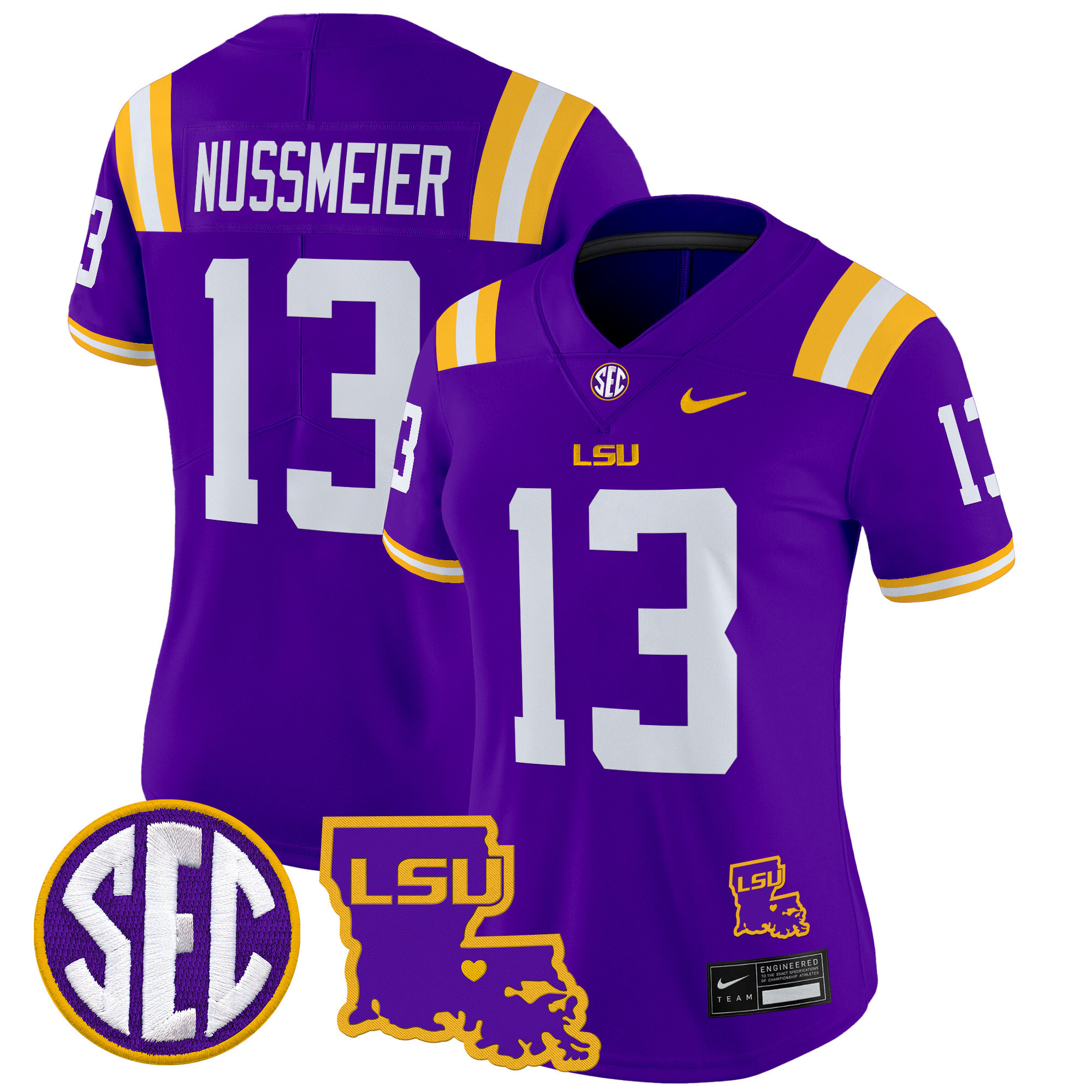 Women's LSU Tigers 2024 Louisiana Patch Vapor Limited Jersey - All Stitched
