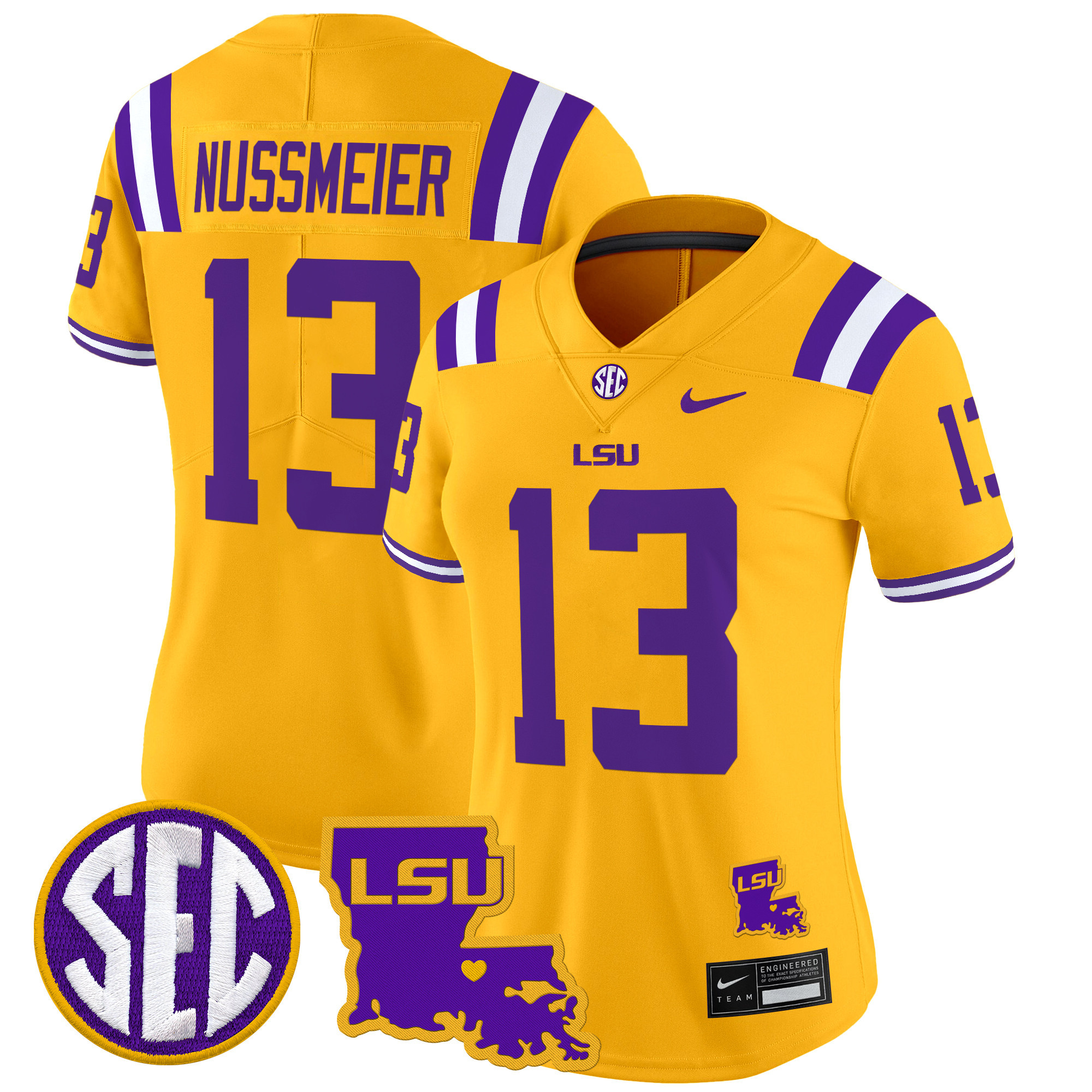 Women's LSU Tigers 2024 Louisiana Patch Vapor Limited Jersey - All Stitched