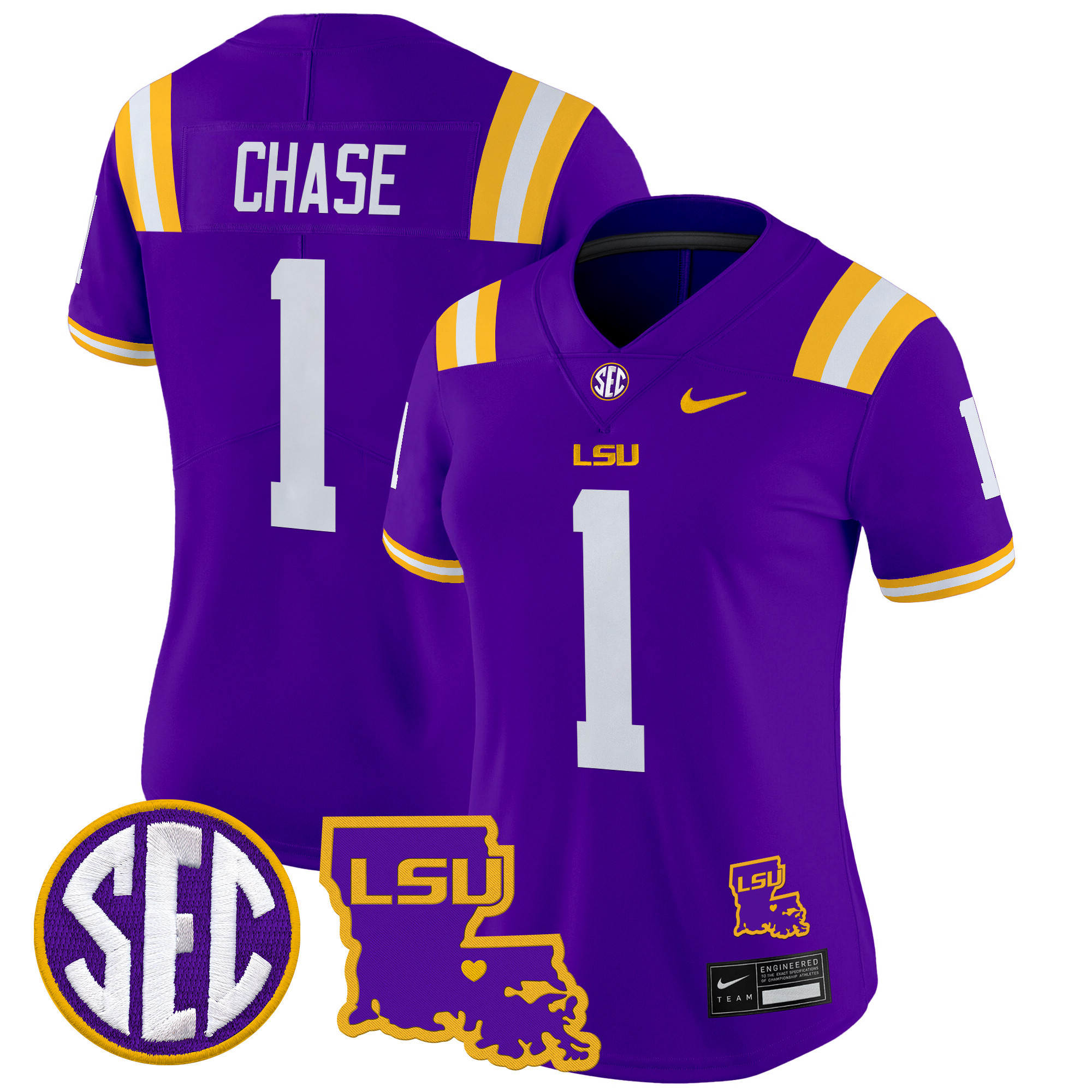 Women's LSU Tigers 2024 Louisiana Patch Vapor Limited Jersey - All Stitched