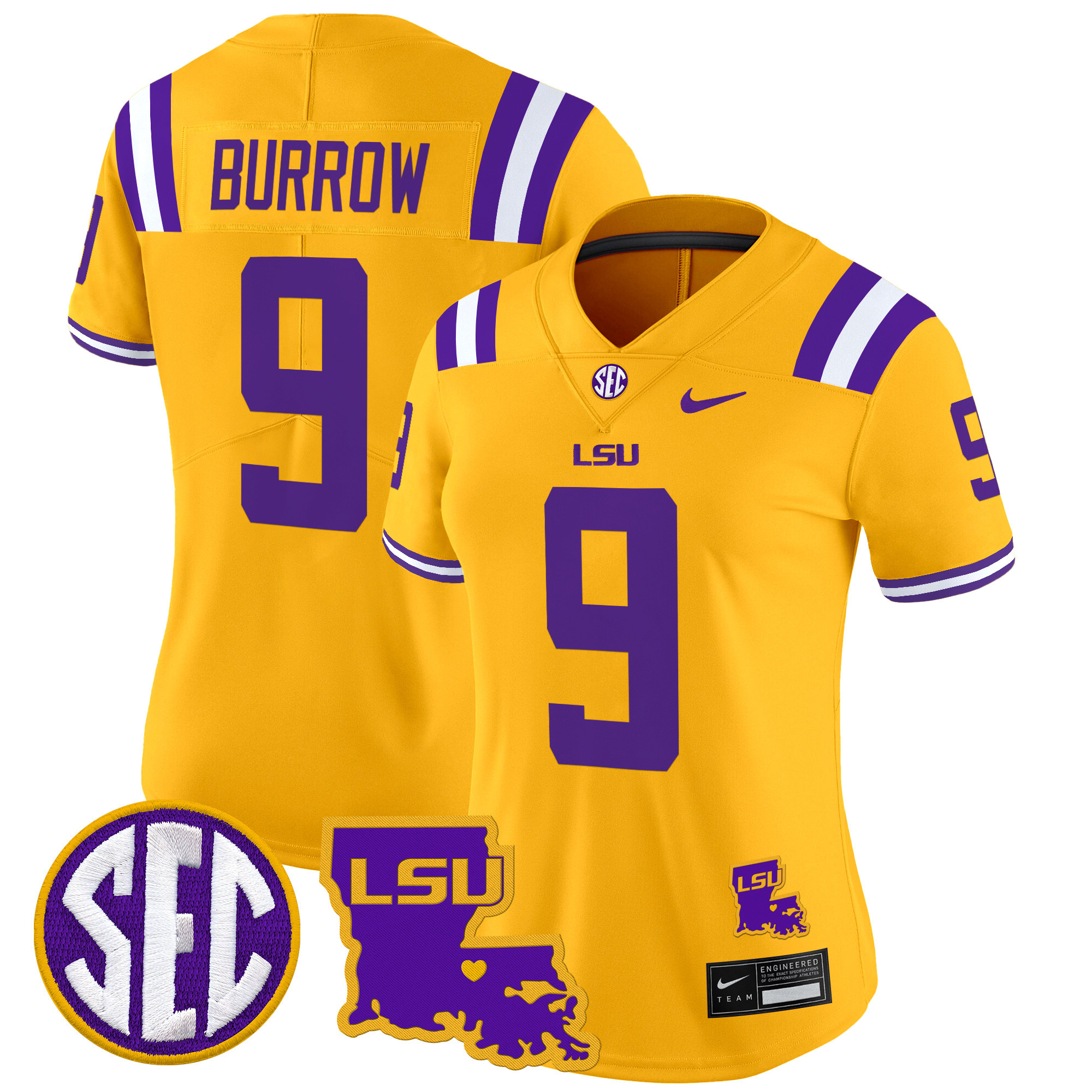 Women's LSU Tigers 2024 Louisiana Patch Vapor Limited Jersey - All Stitched
