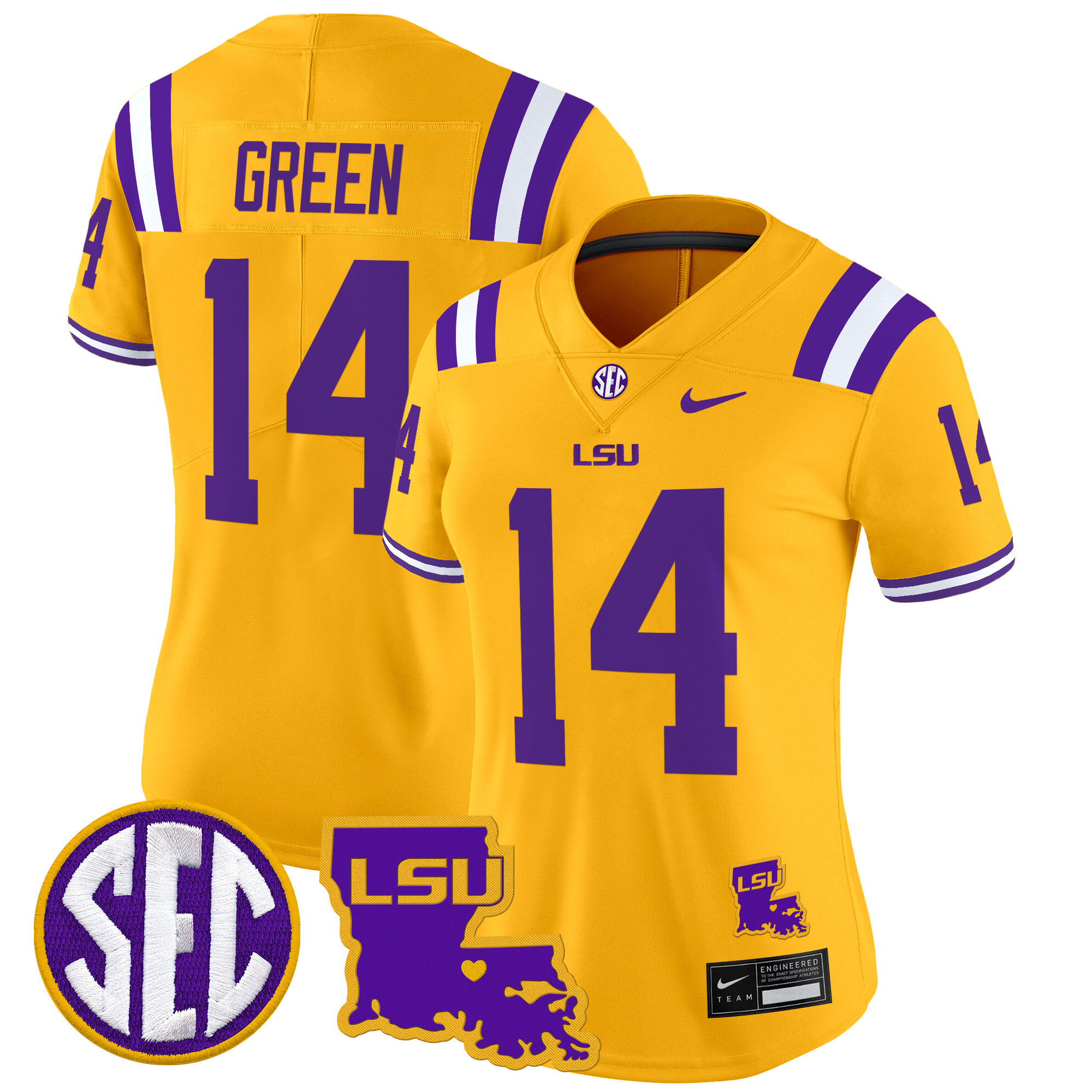 Women's LSU Tigers 2024 Louisiana Patch Vapor Limited Jersey - All Stitched