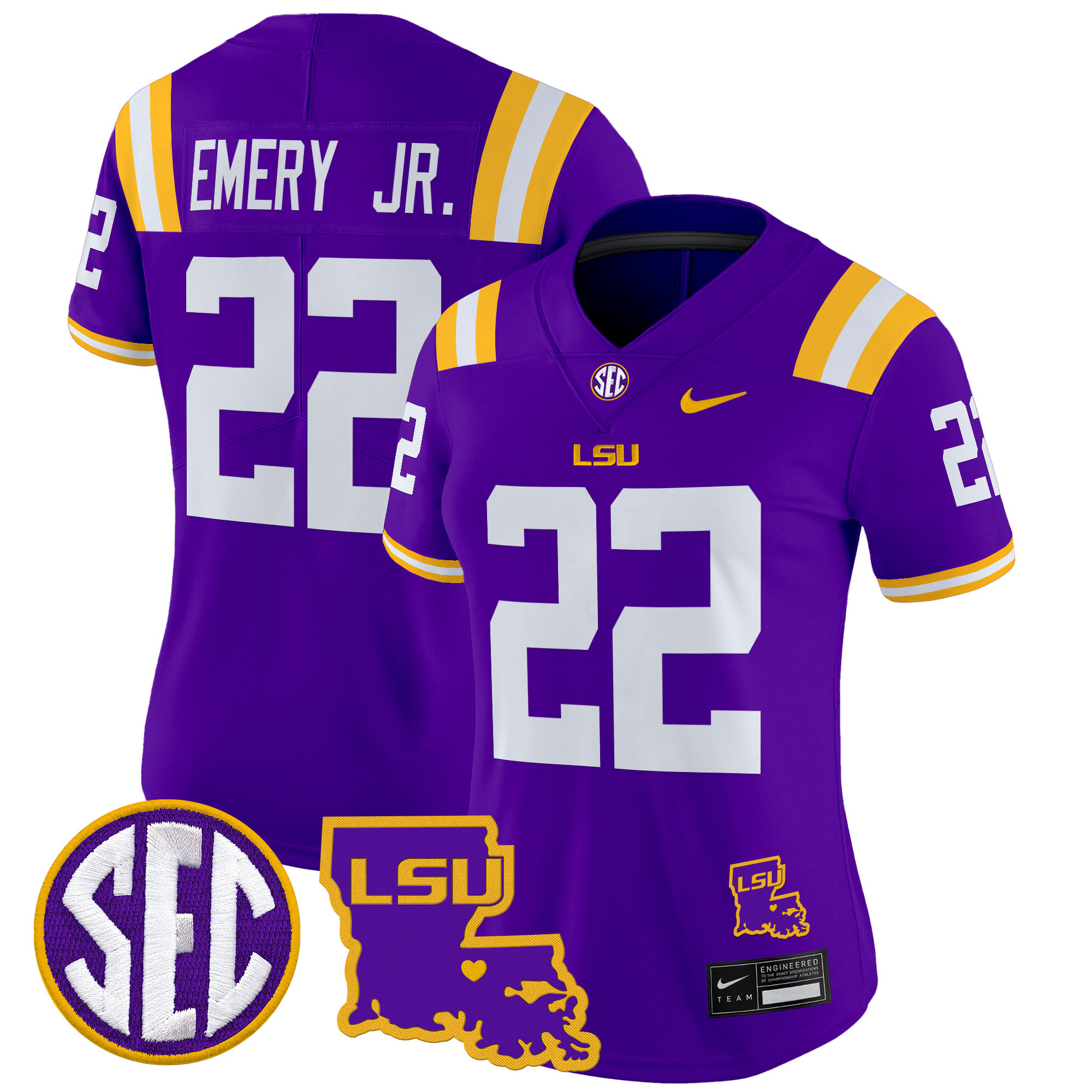 Women's LSU Tigers 2024 Louisiana Patch Vapor Limited Jersey - All Stitched