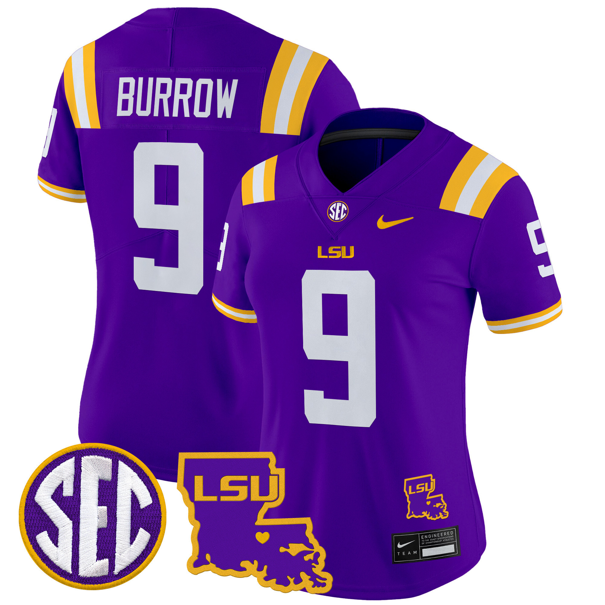 Women's LSU Tigers 2024 Louisiana Patch Vapor Limited Jersey - All Stitched
