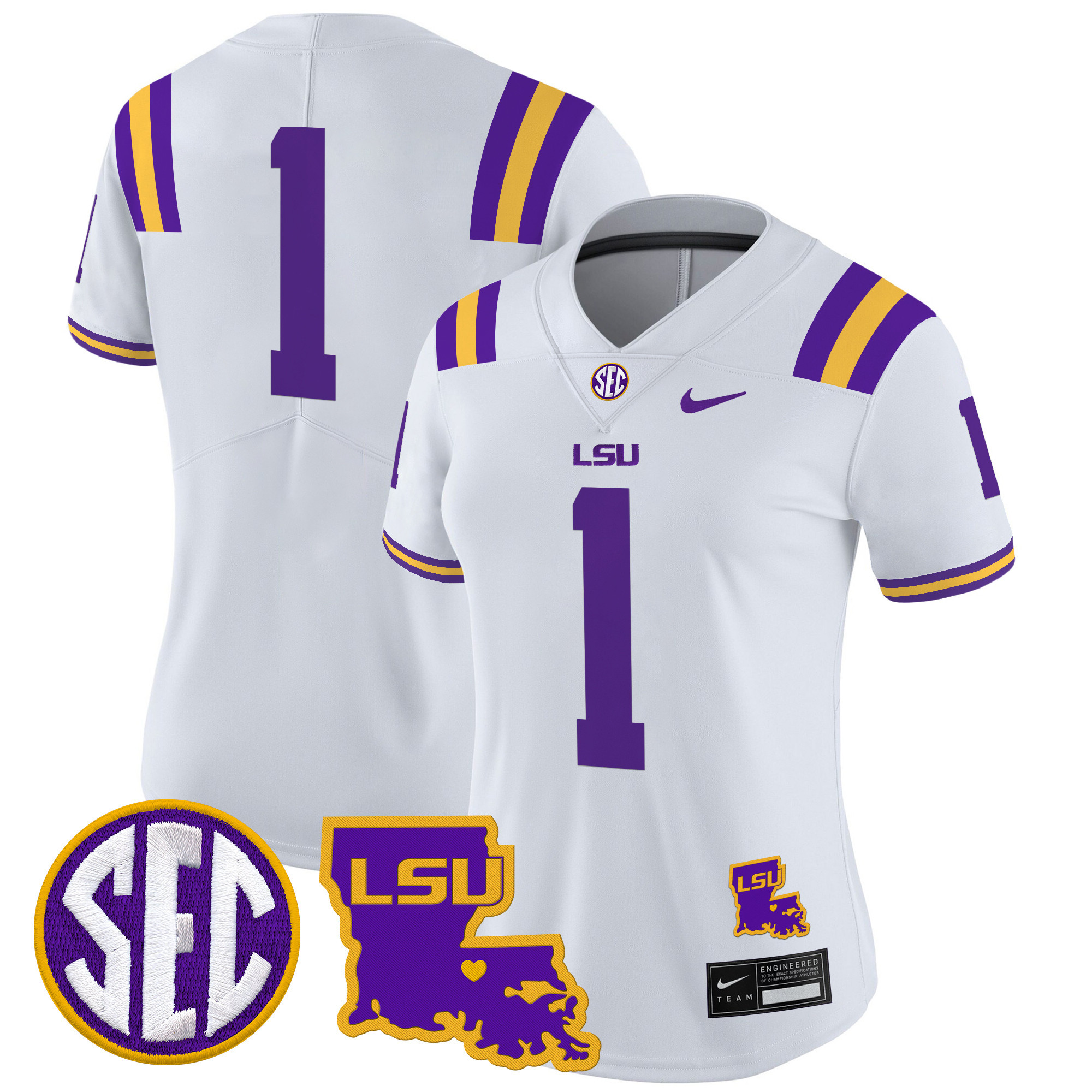 Women's LSU Tigers 2024 Louisiana Patch Vapor Limited Jersey - All Stitched