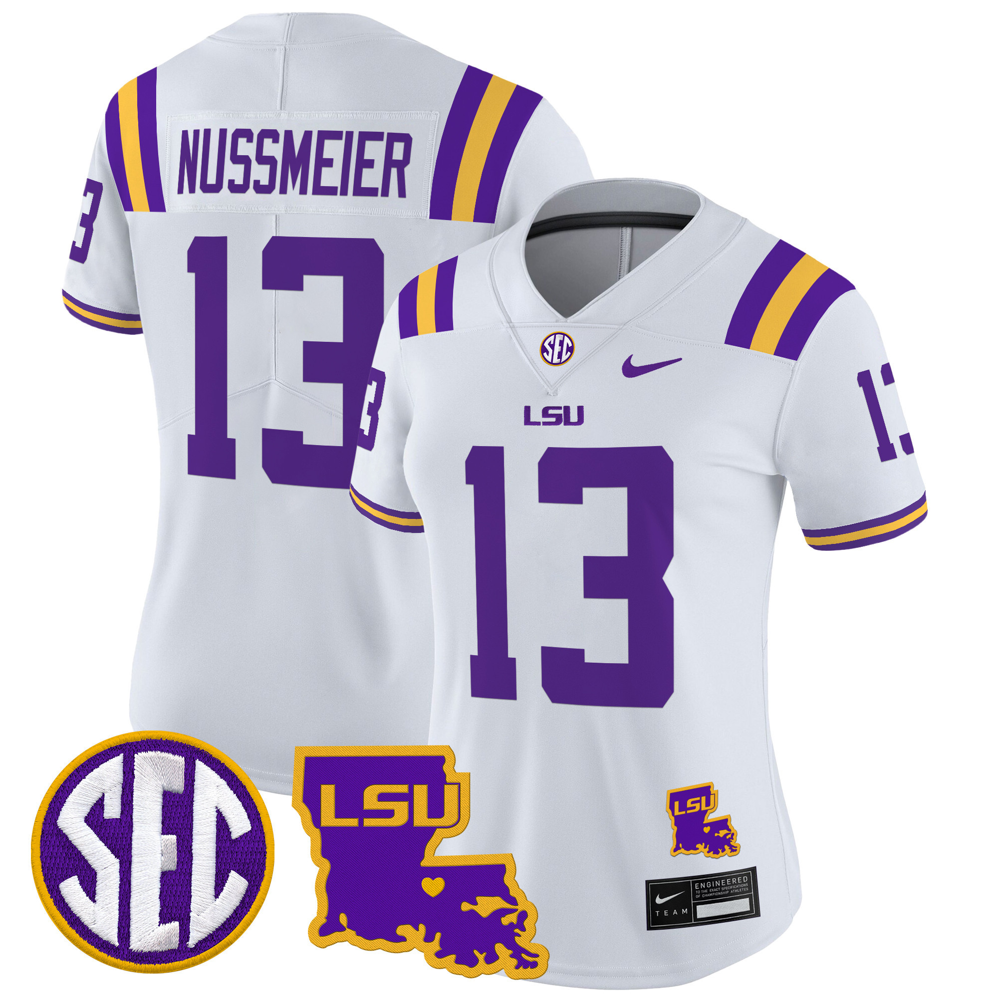 Women's LSU Tigers 2024 Louisiana Patch Vapor Limited Jersey - All Stitched