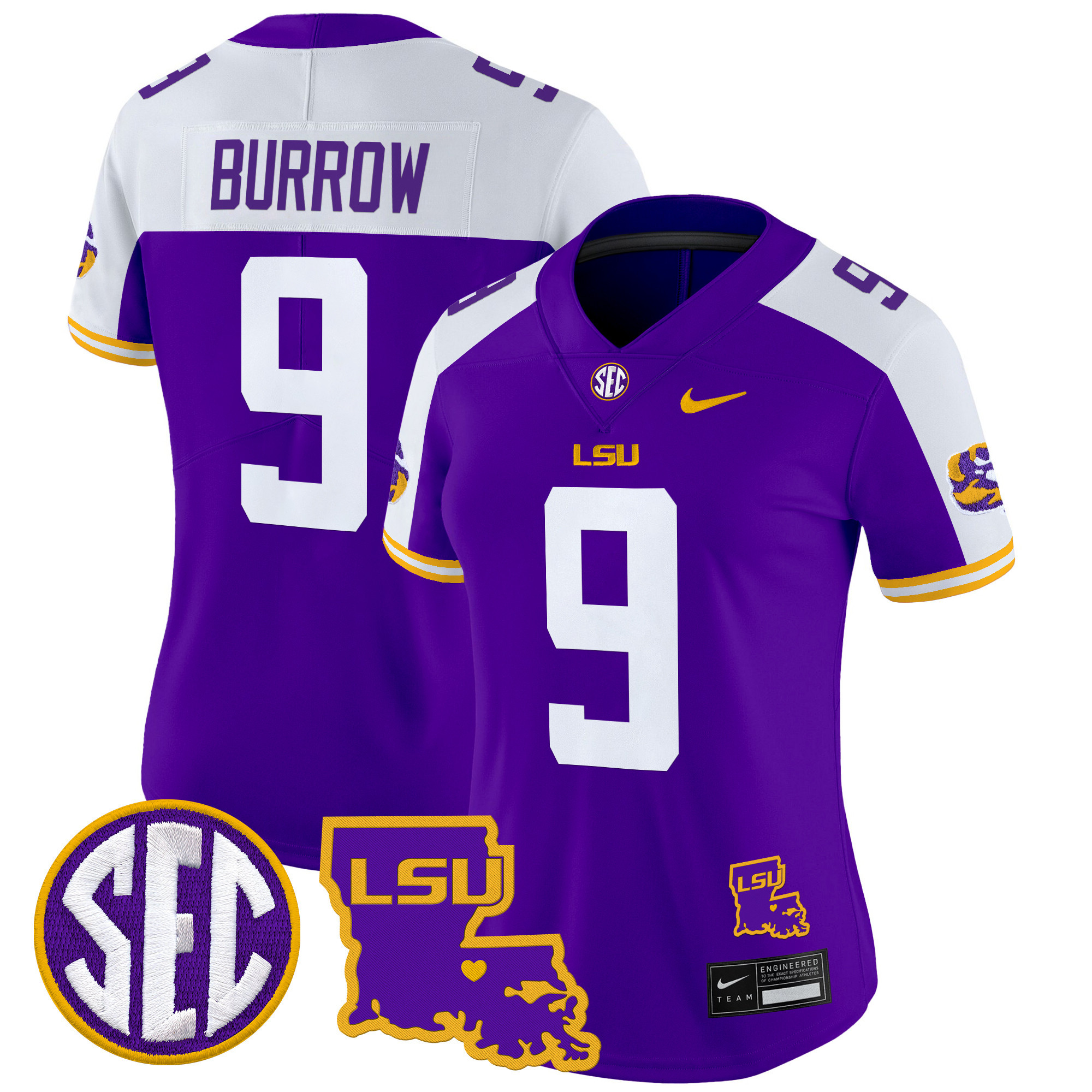 Women's LSU Tigers 2024 Louisiana Patch Vapor Limited Jersey - All Stitched