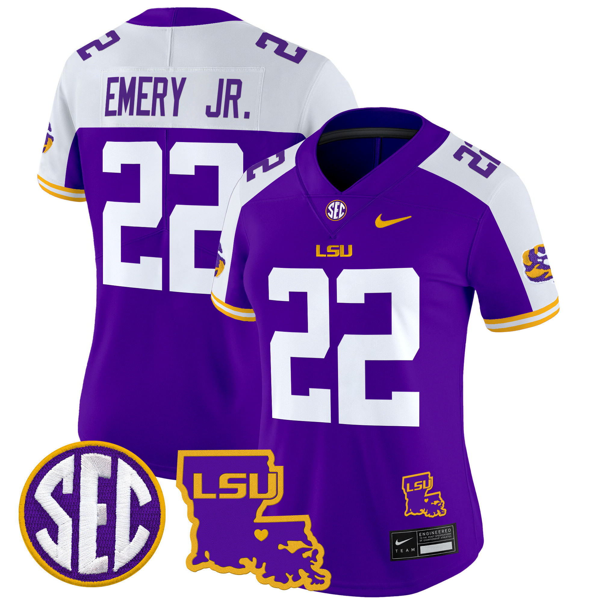 Women's LSU Tigers 2024 Louisiana Patch Vapor Limited Jersey - All Stitched