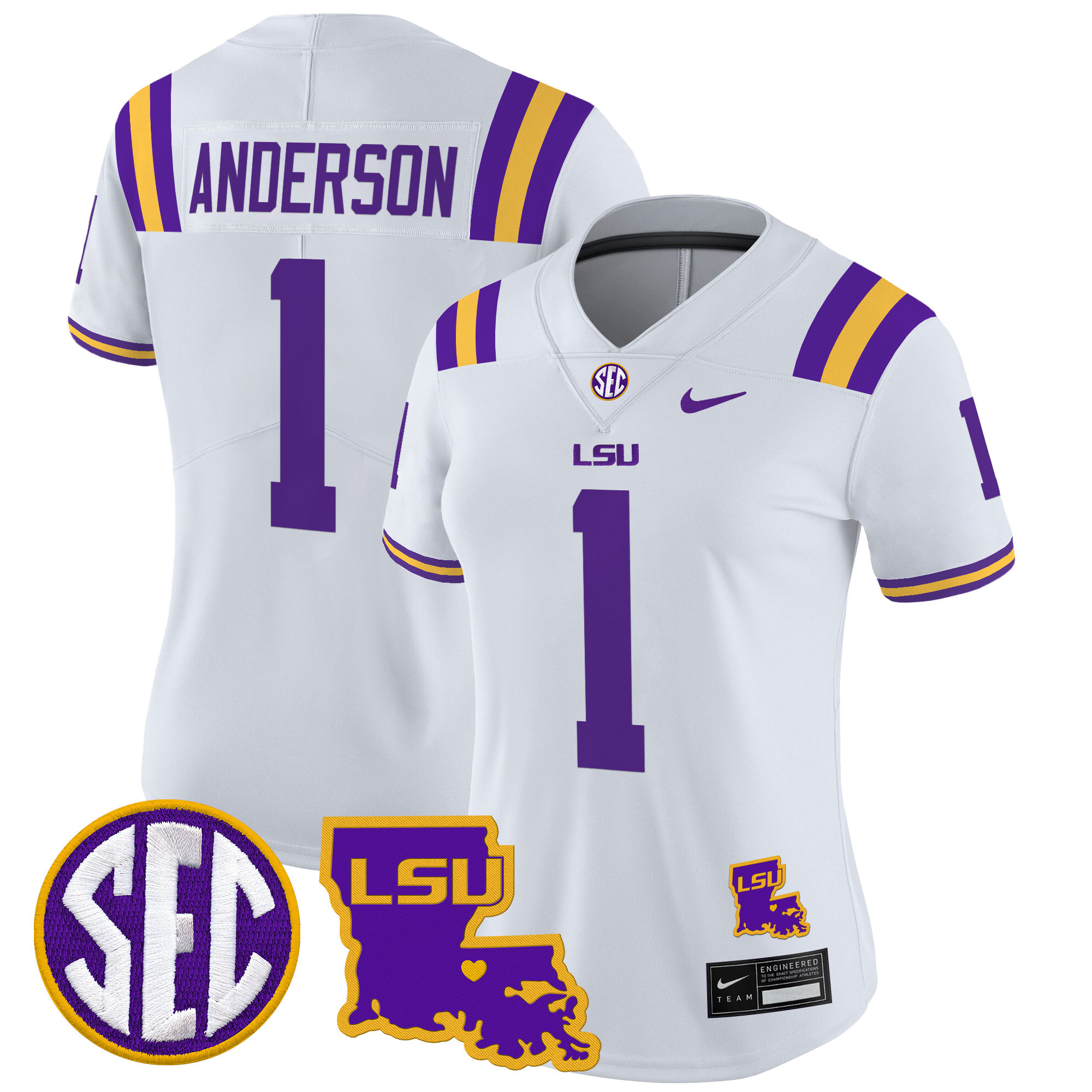 Women's LSU Tigers 2024 Louisiana Patch Vapor Limited Jersey - All Stitched