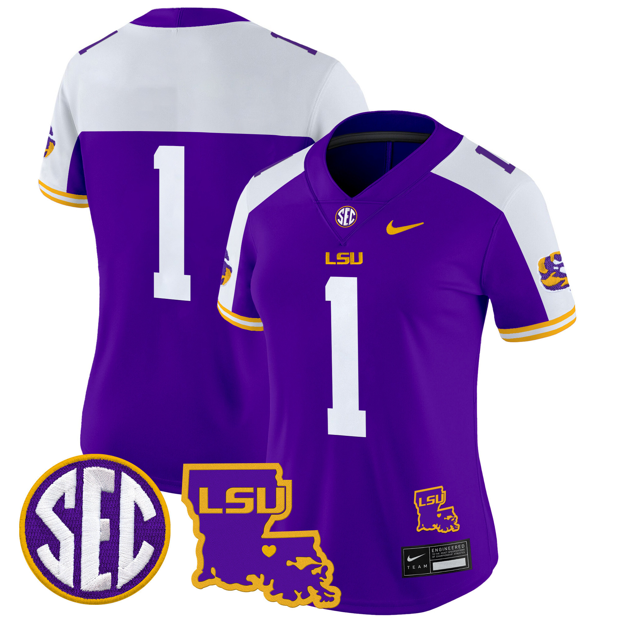 Women's LSU Tigers 2024 Louisiana Patch Vapor Limited Jersey - All Stitched