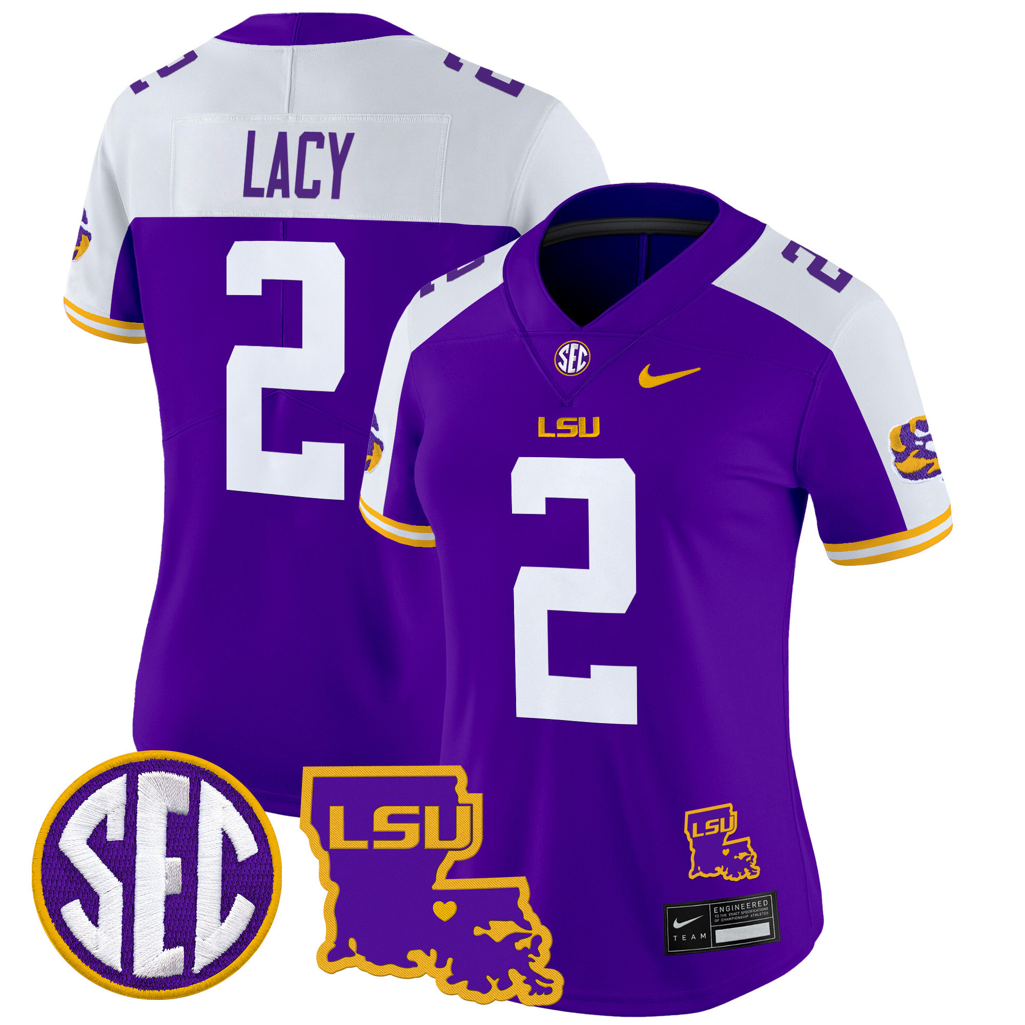 Women's LSU Tigers 2024 Louisiana Patch Vapor Limited Jersey - All Stitched