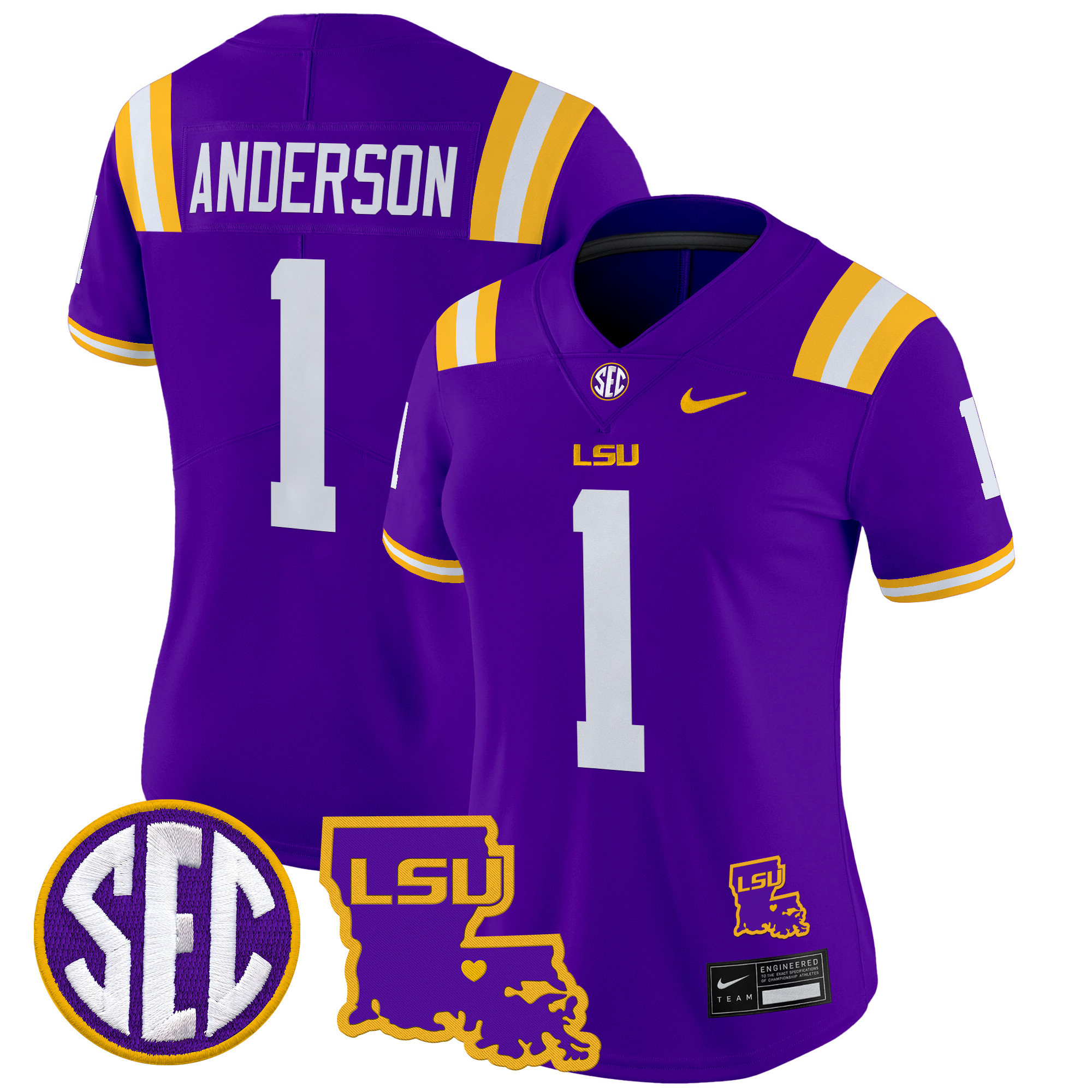 Women's LSU Tigers 2024 Louisiana Patch Vapor Limited Jersey - All Stitched