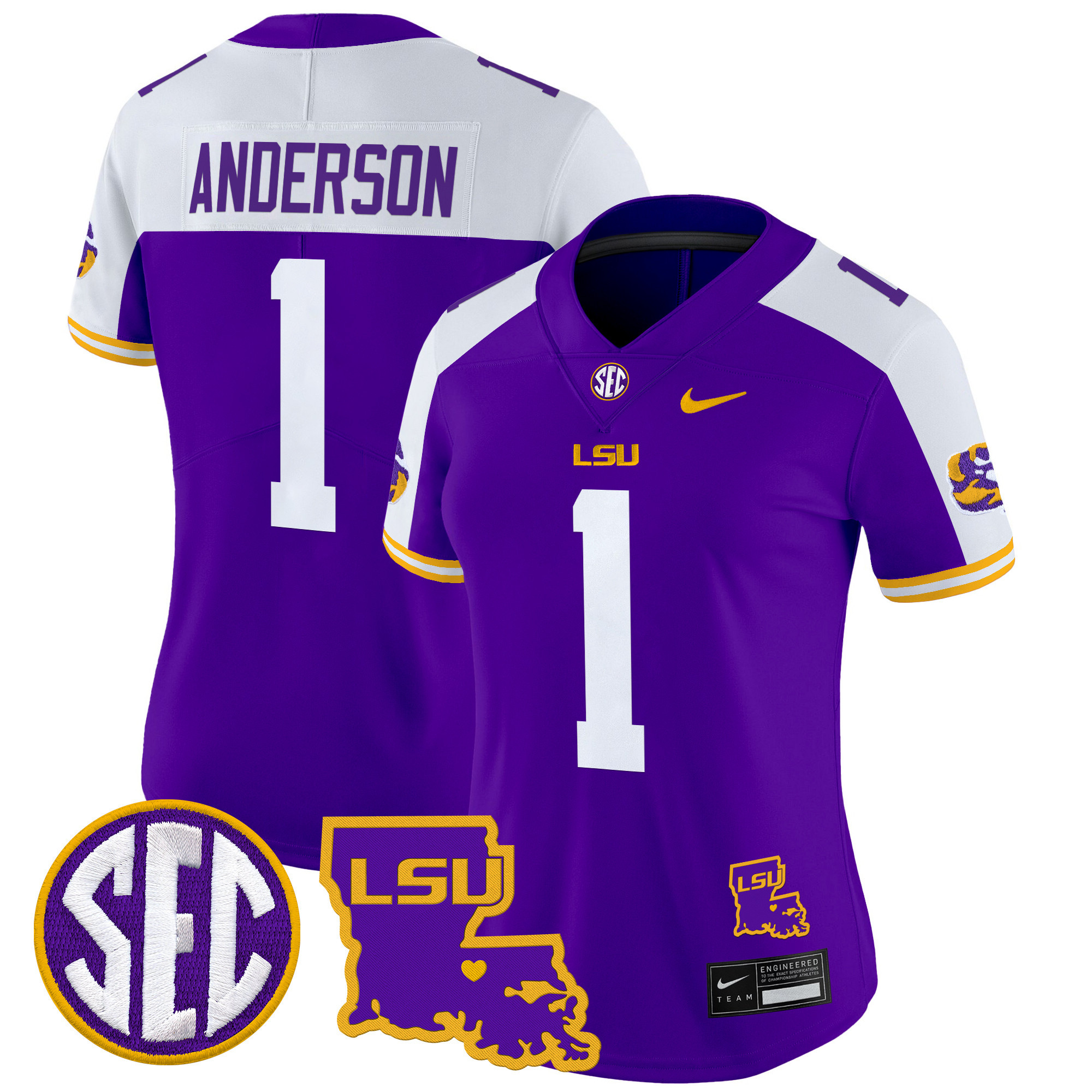 Women's LSU Tigers 2024 Louisiana Patch Vapor Limited Jersey - All Stitched