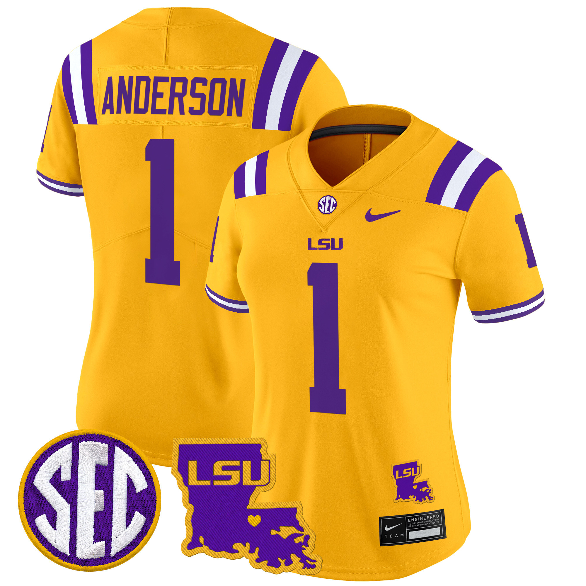Women's LSU Tigers 2024 Louisiana Patch Vapor Limited Jersey - All Stitched