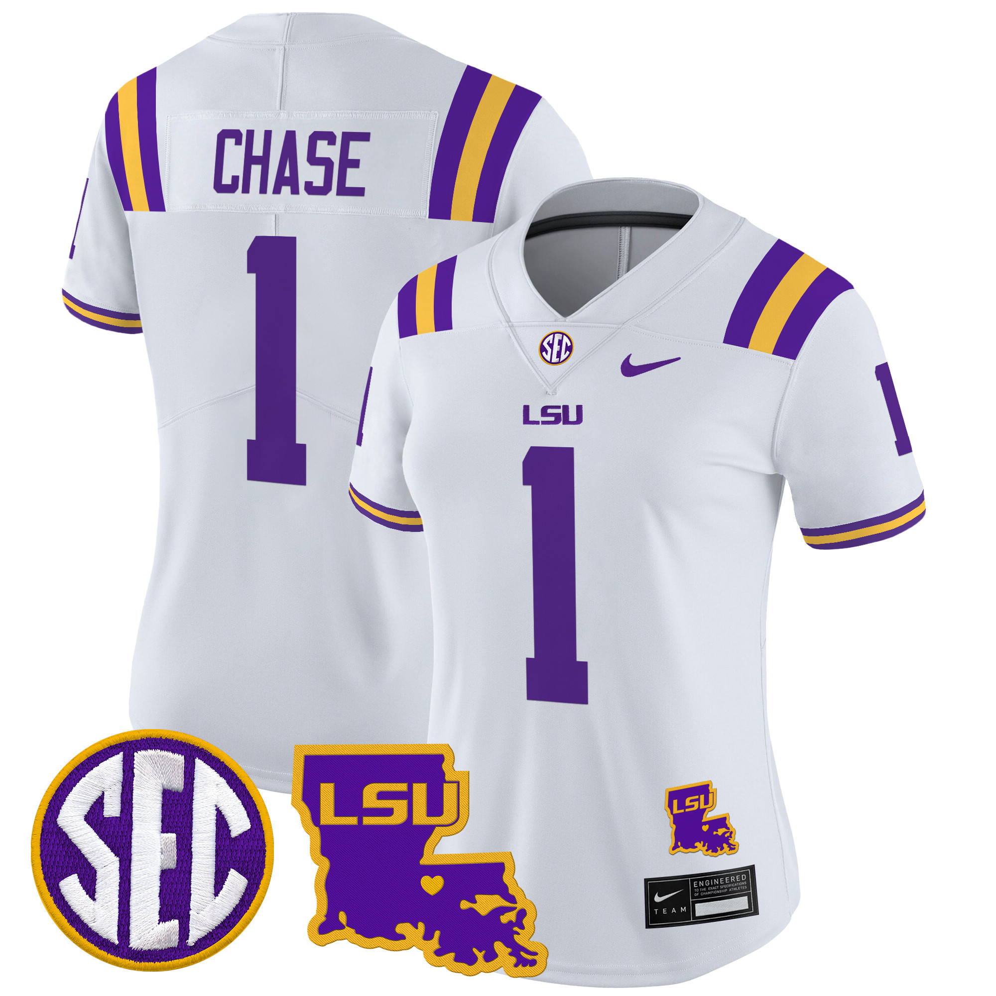 Women's LSU Tigers 2024 Louisiana Patch Vapor Limited Jersey - All Stitched