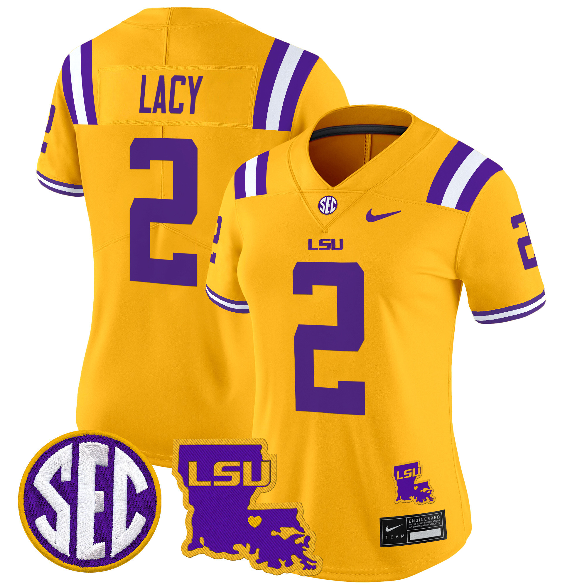 Women's LSU Tigers 2024 Louisiana Patch Vapor Limited Jersey - All Stitched