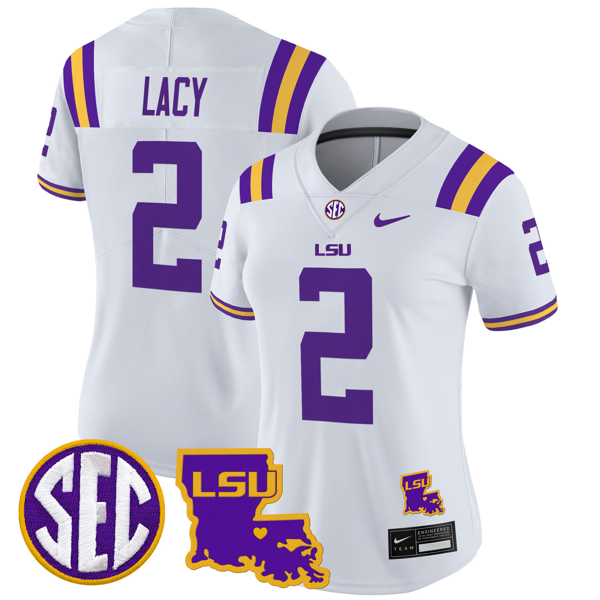 Women's LSU Tigers 2024 Louisiana Patch Vapor Limited Jersey - All Stitched