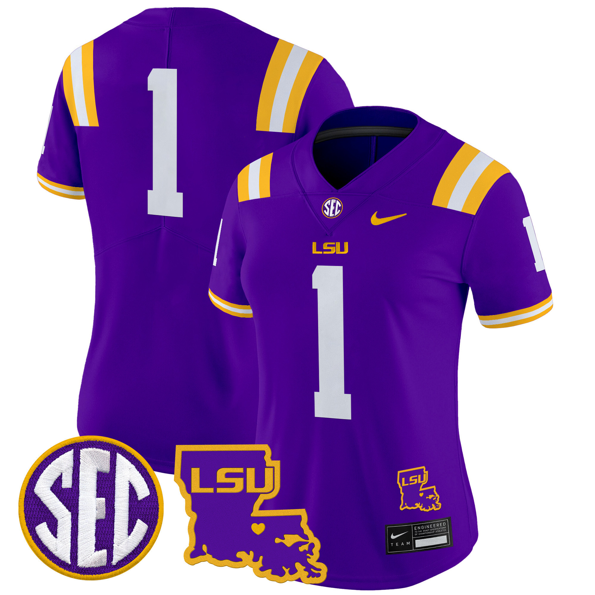 Women's LSU Tigers 2024 Louisiana Patch Vapor Limited Jersey - All Stitched
