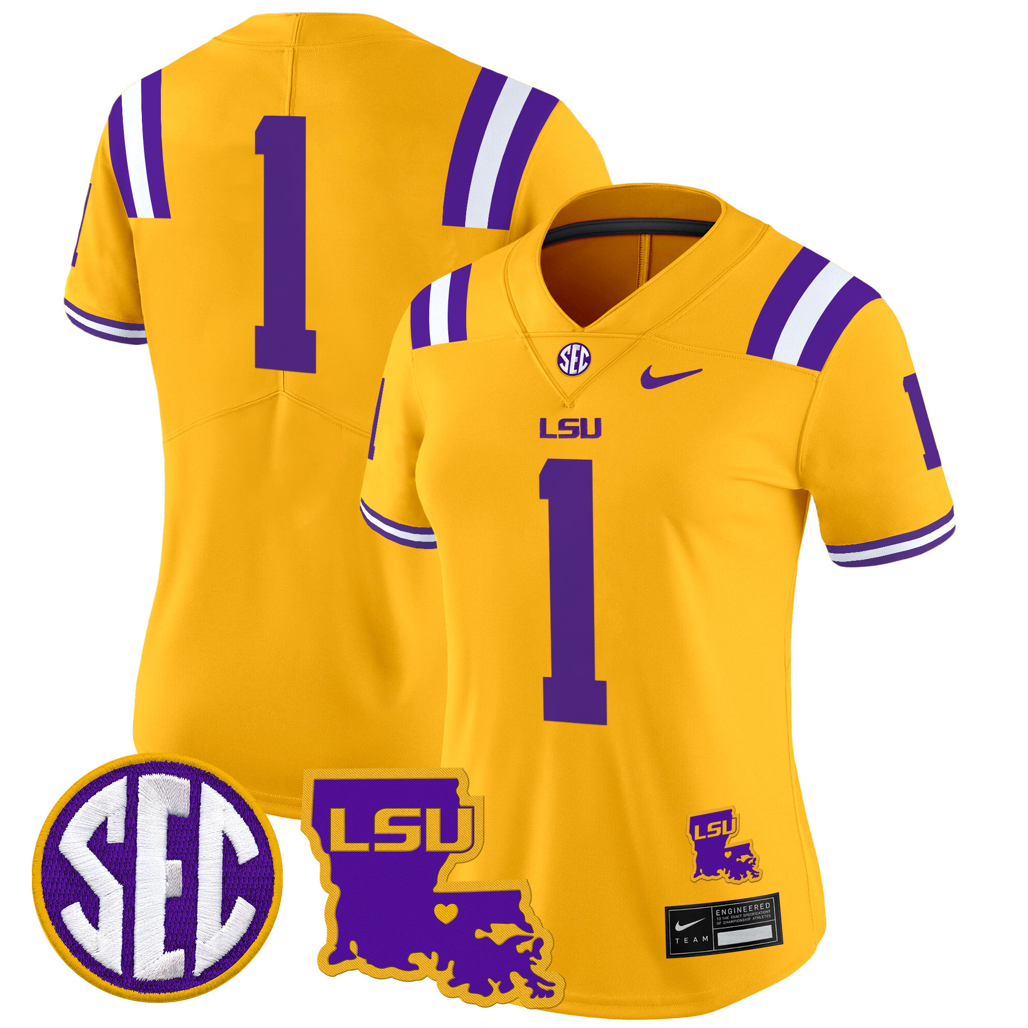 Women's LSU Tigers 2024 Louisiana Patch Vapor Limited Jersey - All Stitched