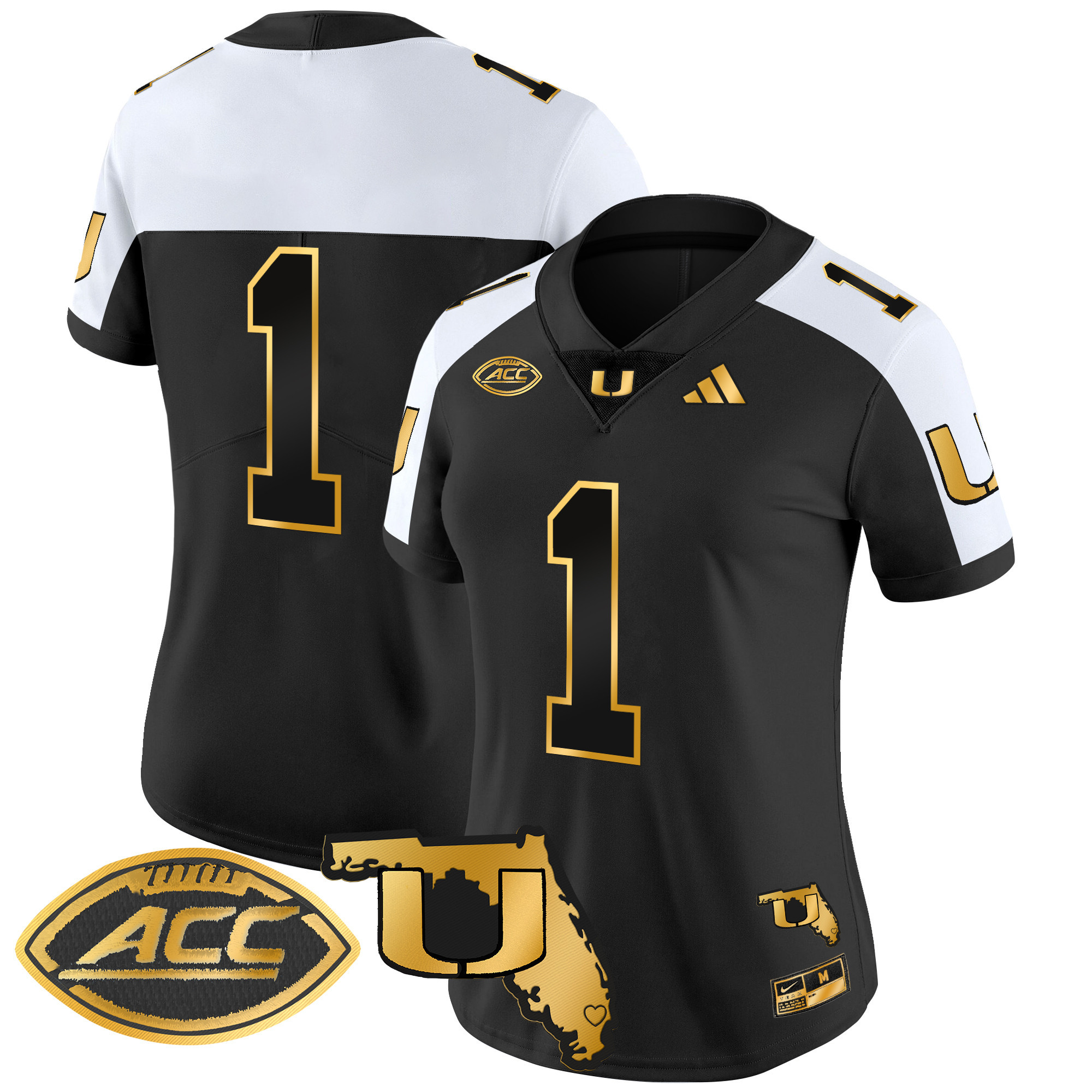 Women's Miami Hurricanes 2024 Florida Patch Gold Vapor Limited Jersey - All Stitched
