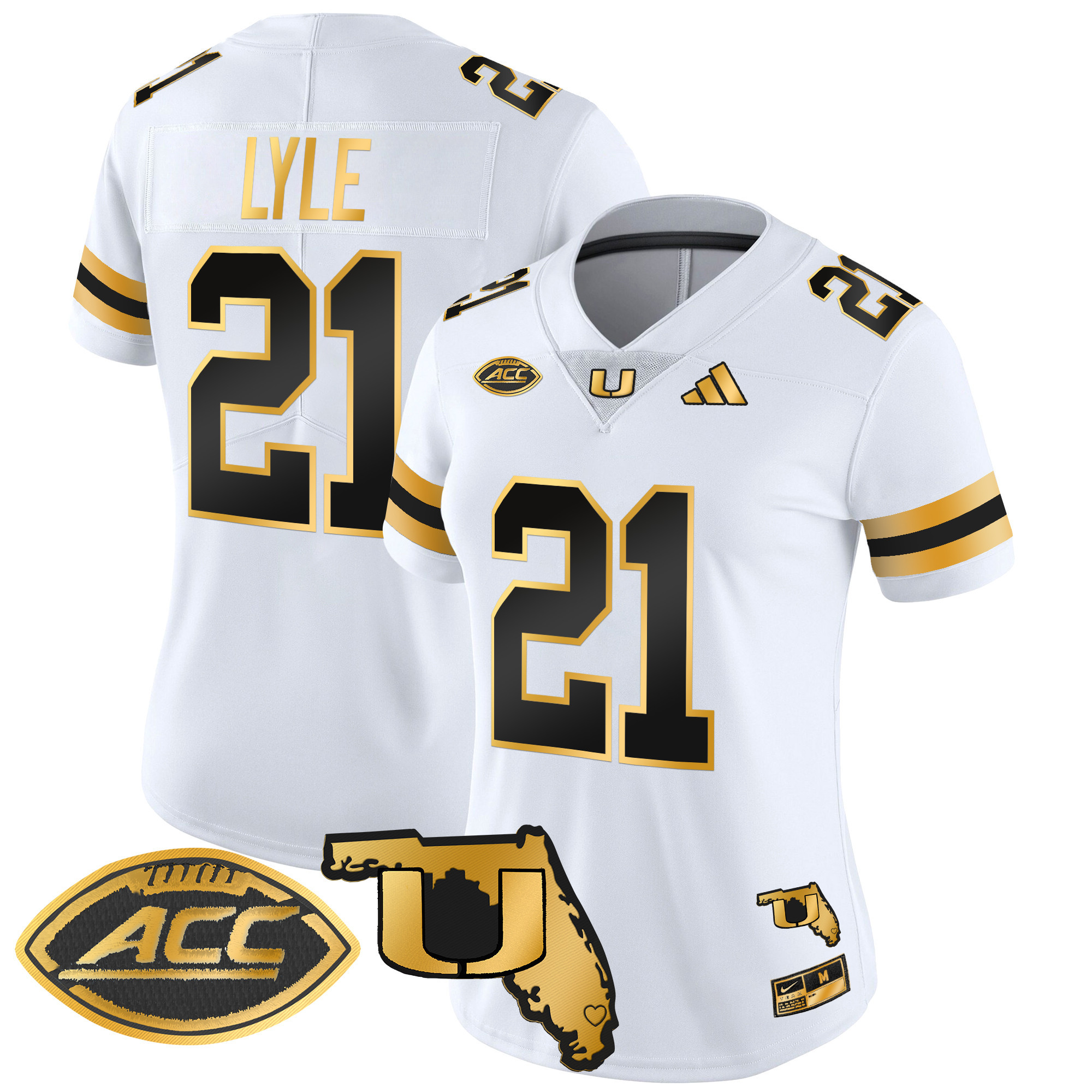 Women's Miami Hurricanes 2024 Florida Patch Gold Vapor Limited Jersey - All Stitched