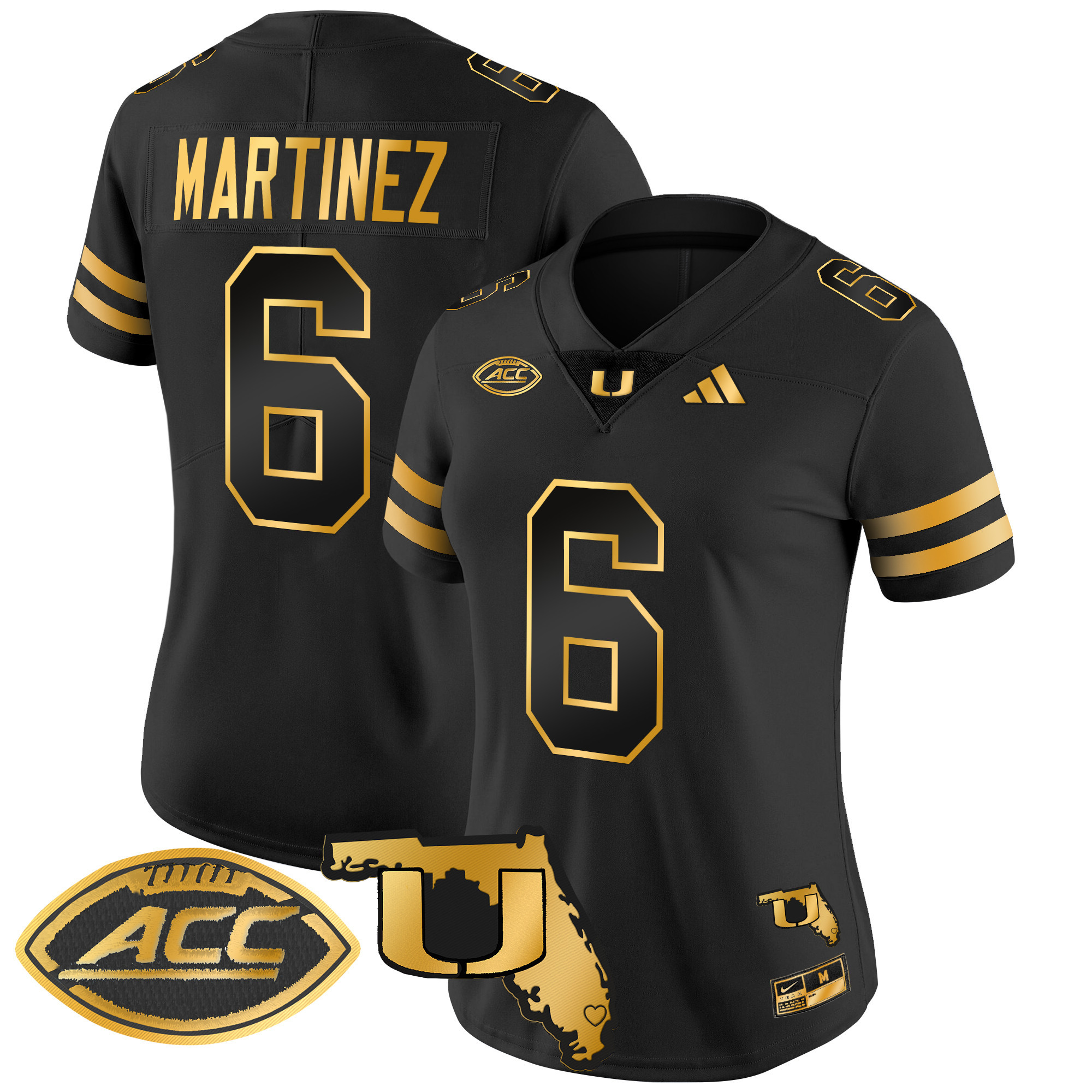 Women's Miami Hurricanes 2024 Florida Patch Gold Vapor Limited Jersey - All Stitched