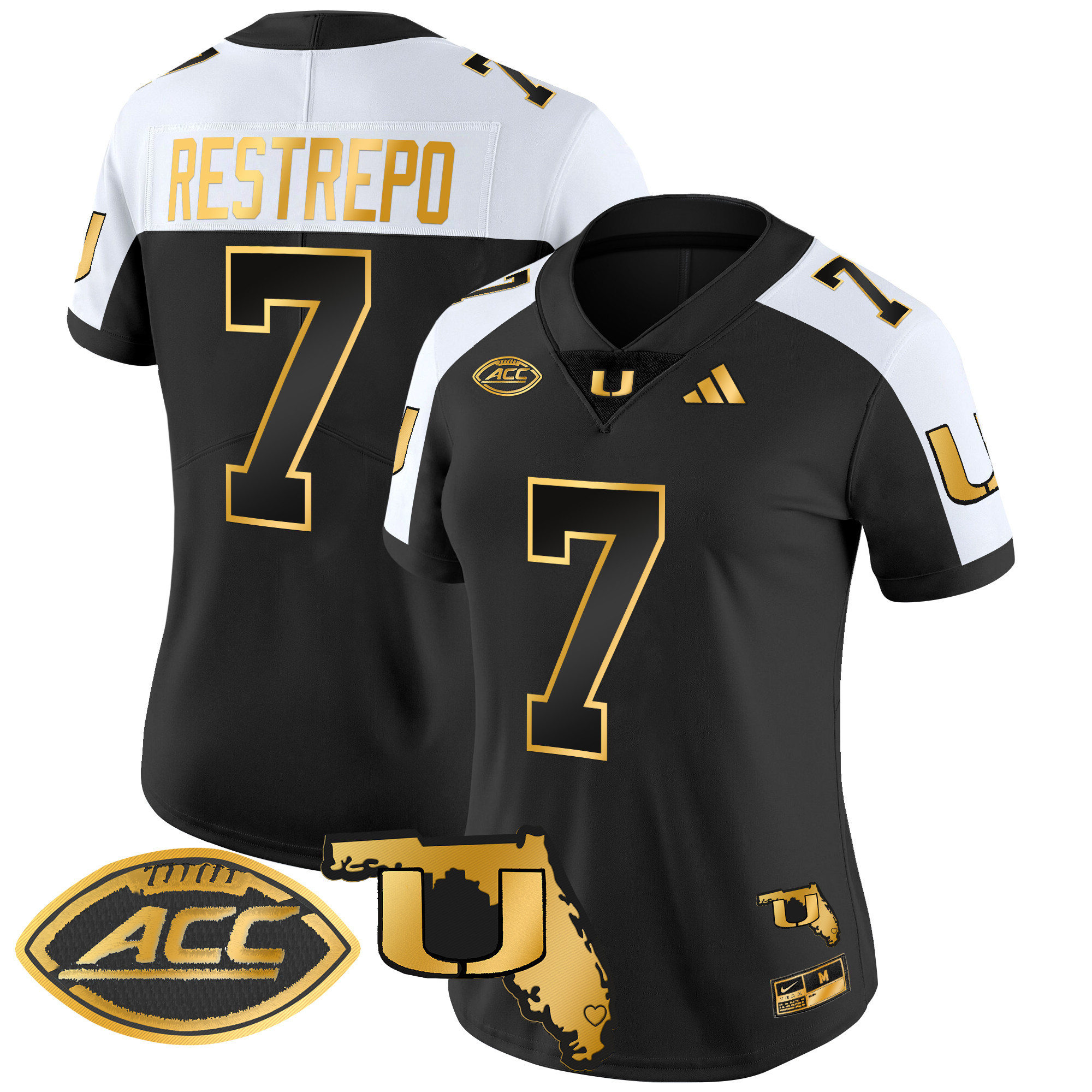 Women's Miami Hurricanes 2024 Florida Patch Gold Vapor Limited Jersey - All Stitched