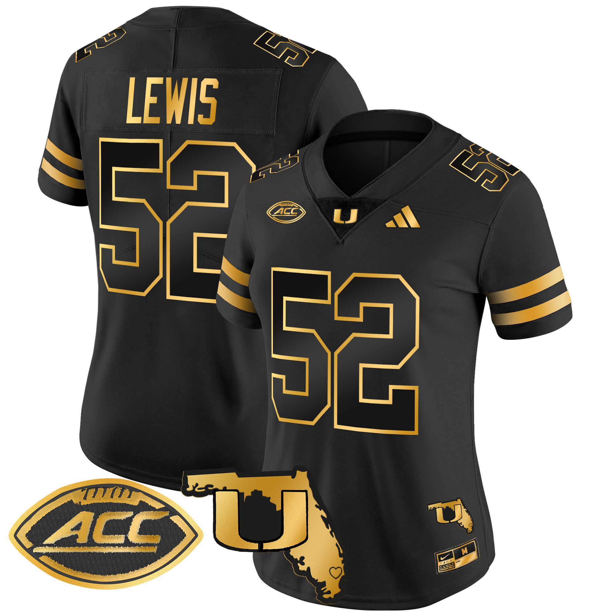 Women's Miami Hurricanes 2024 Florida Patch Gold Vapor Limited Jersey - All Stitched