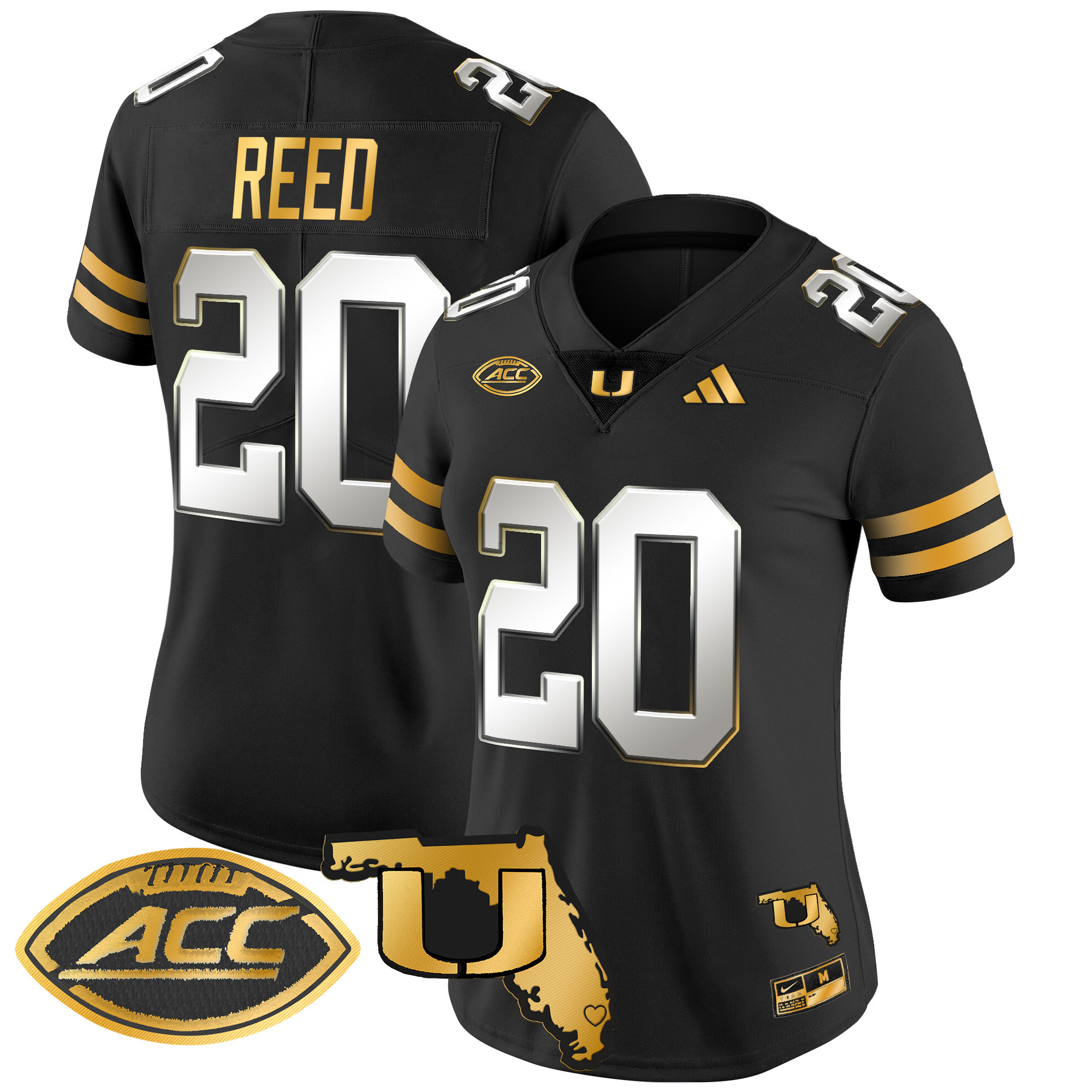 Women's Miami Hurricanes 2024 Florida Patch Gold Vapor Limited Jersey - All Stitched