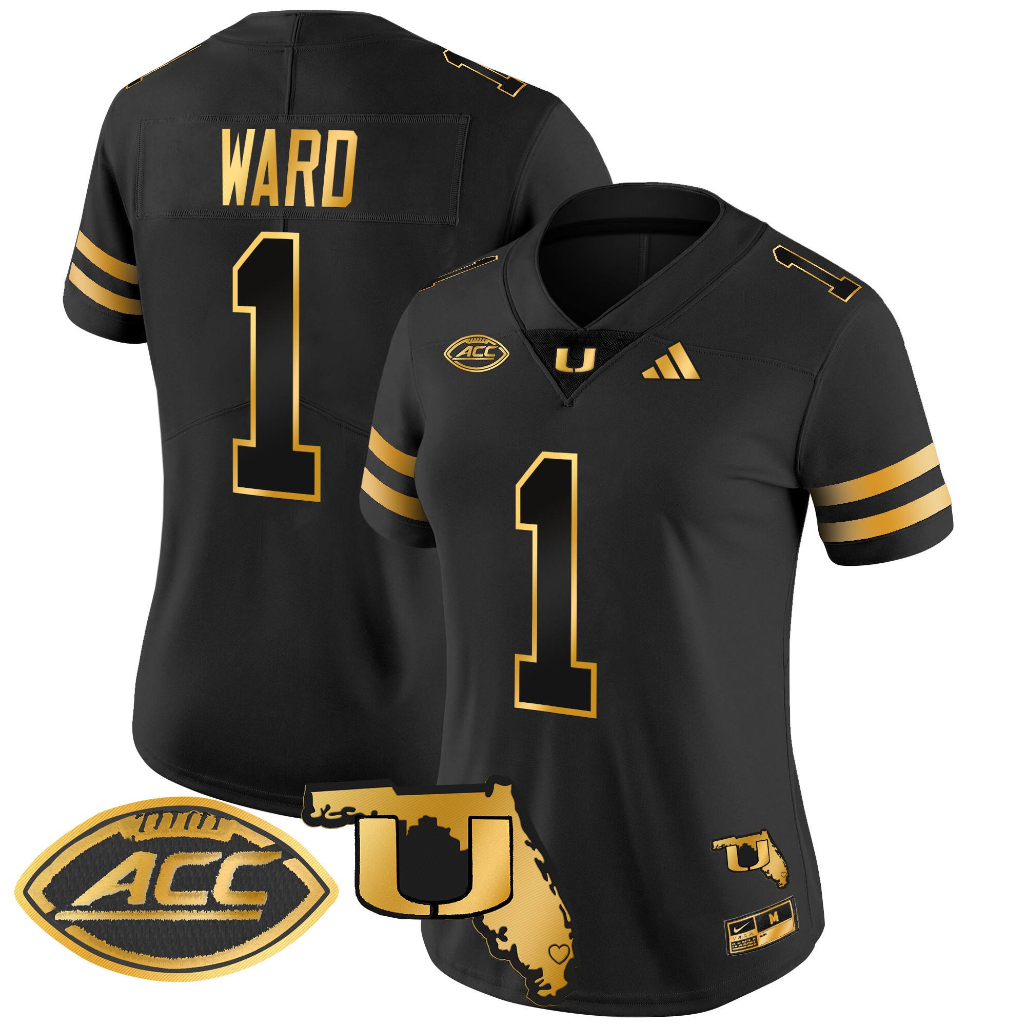 Women's Miami Hurricanes 2024 Florida Patch Gold Vapor Limited Jersey - All Stitched