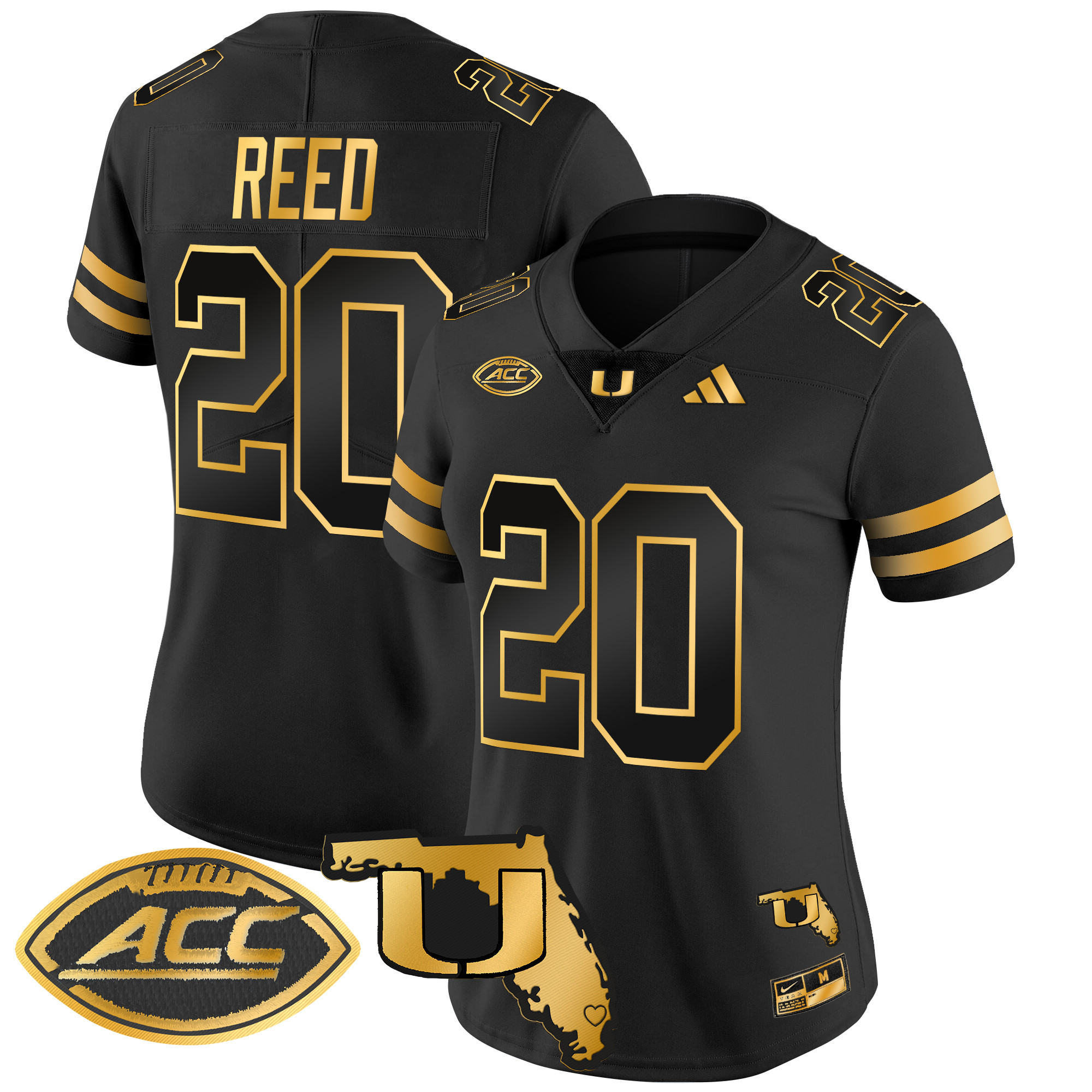 Women's Miami Hurricanes 2024 Florida Patch Gold Vapor Limited Jersey - All Stitched