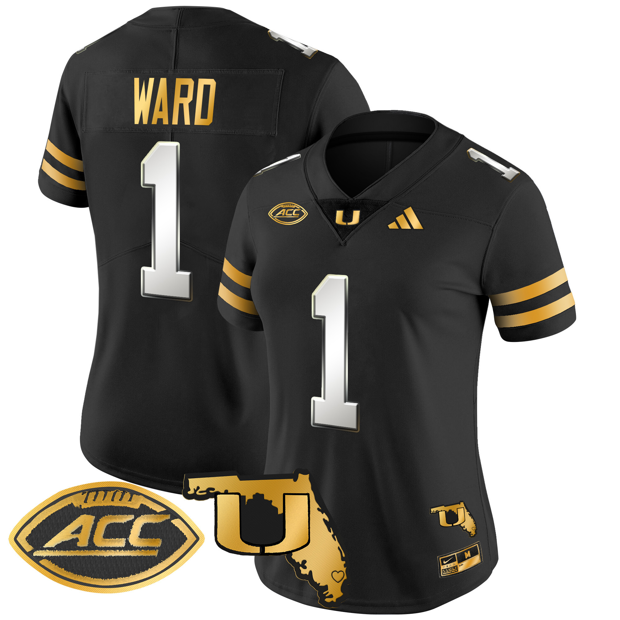 Women's Miami Hurricanes 2024 Florida Patch Gold Vapor Limited Jersey - All Stitched