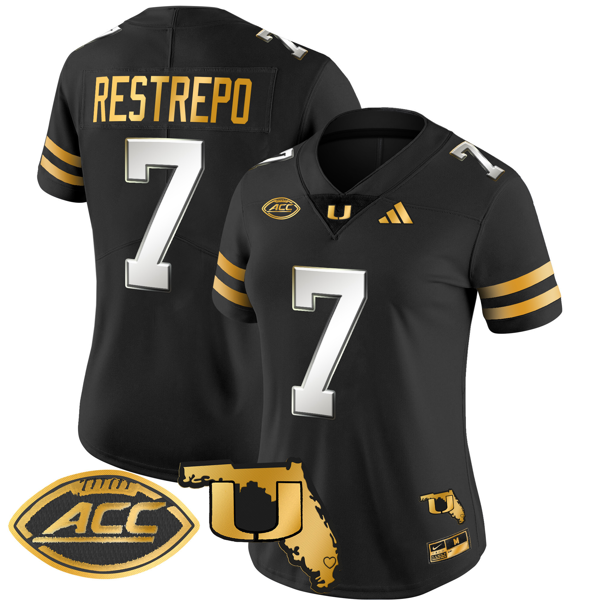 Women's Miami Hurricanes 2024 Florida Patch Gold Vapor Limited Jersey - All Stitched