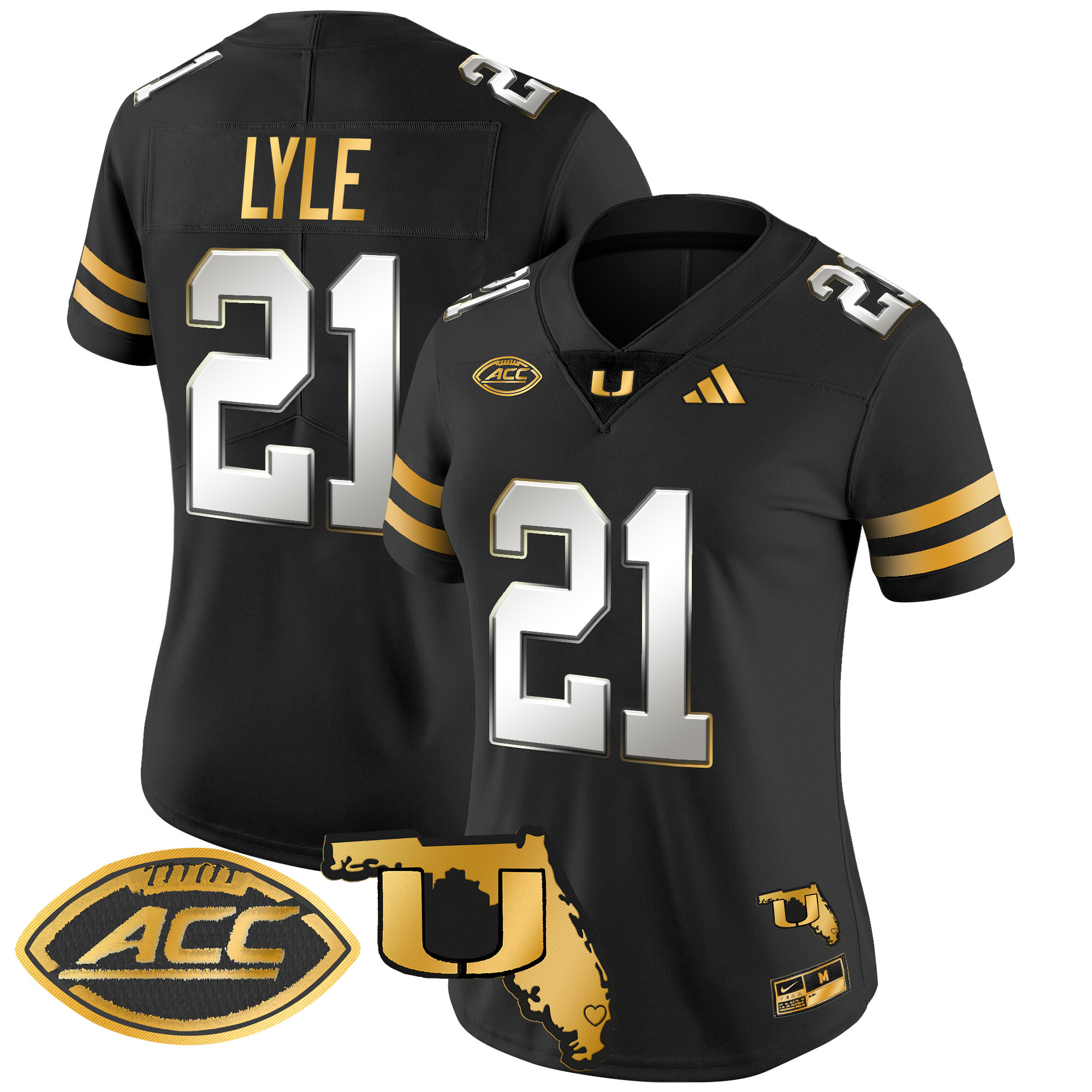 Women's Miami Hurricanes 2024 Florida Patch Gold Vapor Limited Jersey - All Stitched