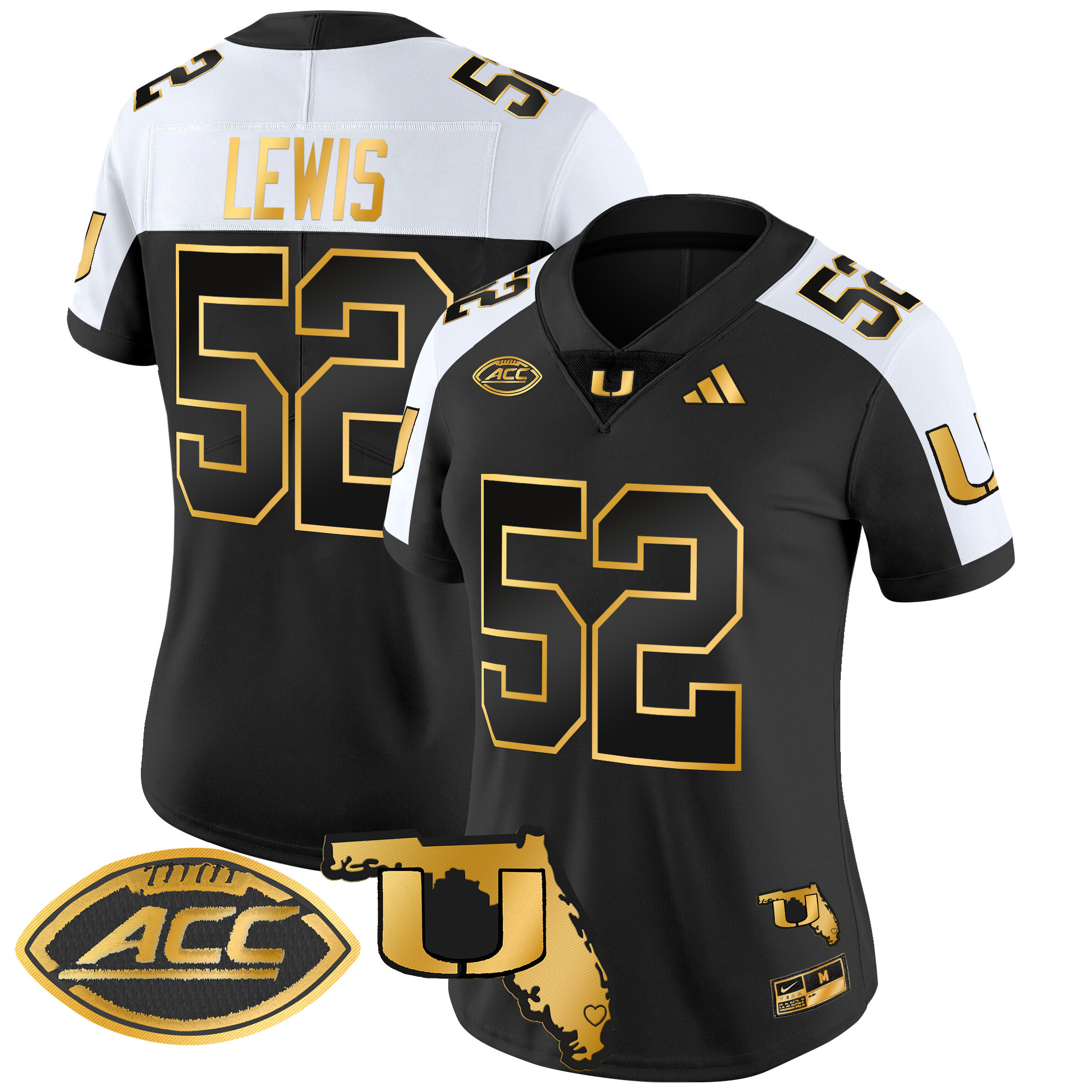 Women's Miami Hurricanes 2024 Florida Patch Gold Vapor Limited Jersey - All Stitched