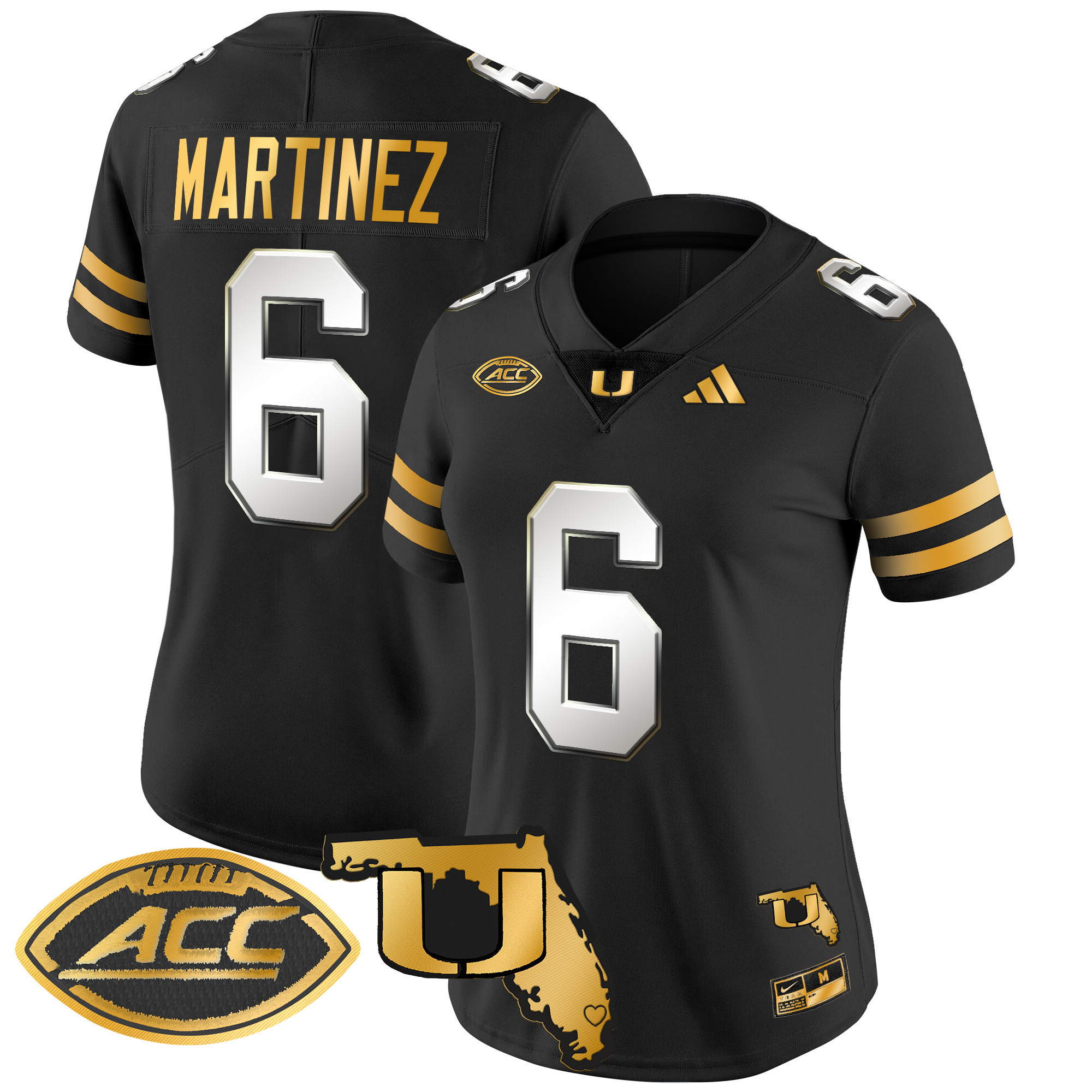 Women's Miami Hurricanes 2024 Florida Patch Gold Vapor Limited Jersey - All Stitched