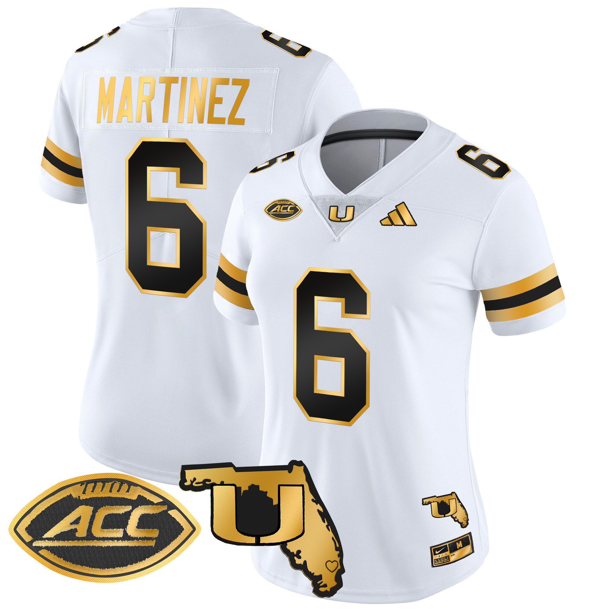 Women's Miami Hurricanes 2024 Florida Patch Gold Vapor Limited Jersey - All Stitched