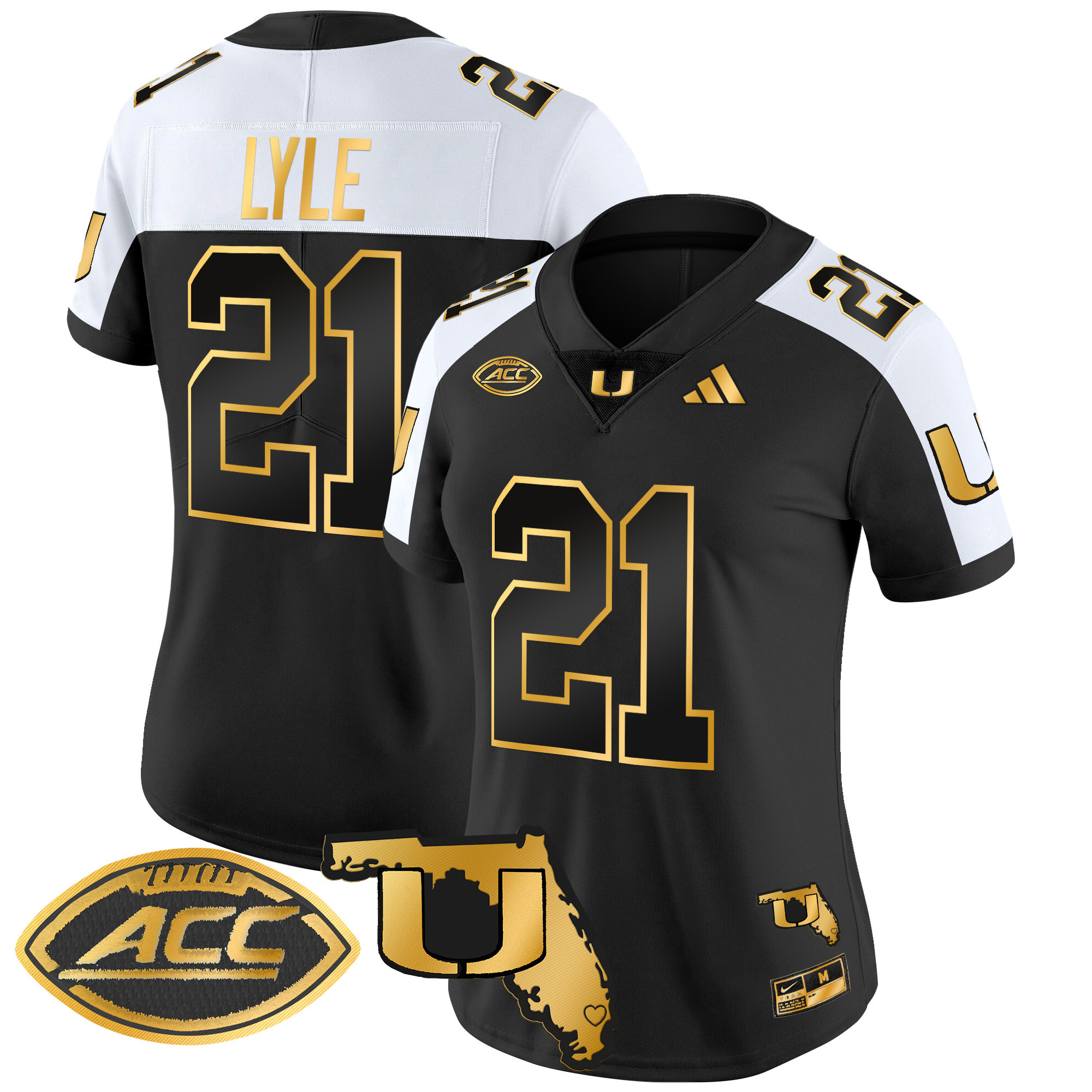 Women's Miami Hurricanes 2024 Florida Patch Gold Vapor Limited Jersey - All Stitched